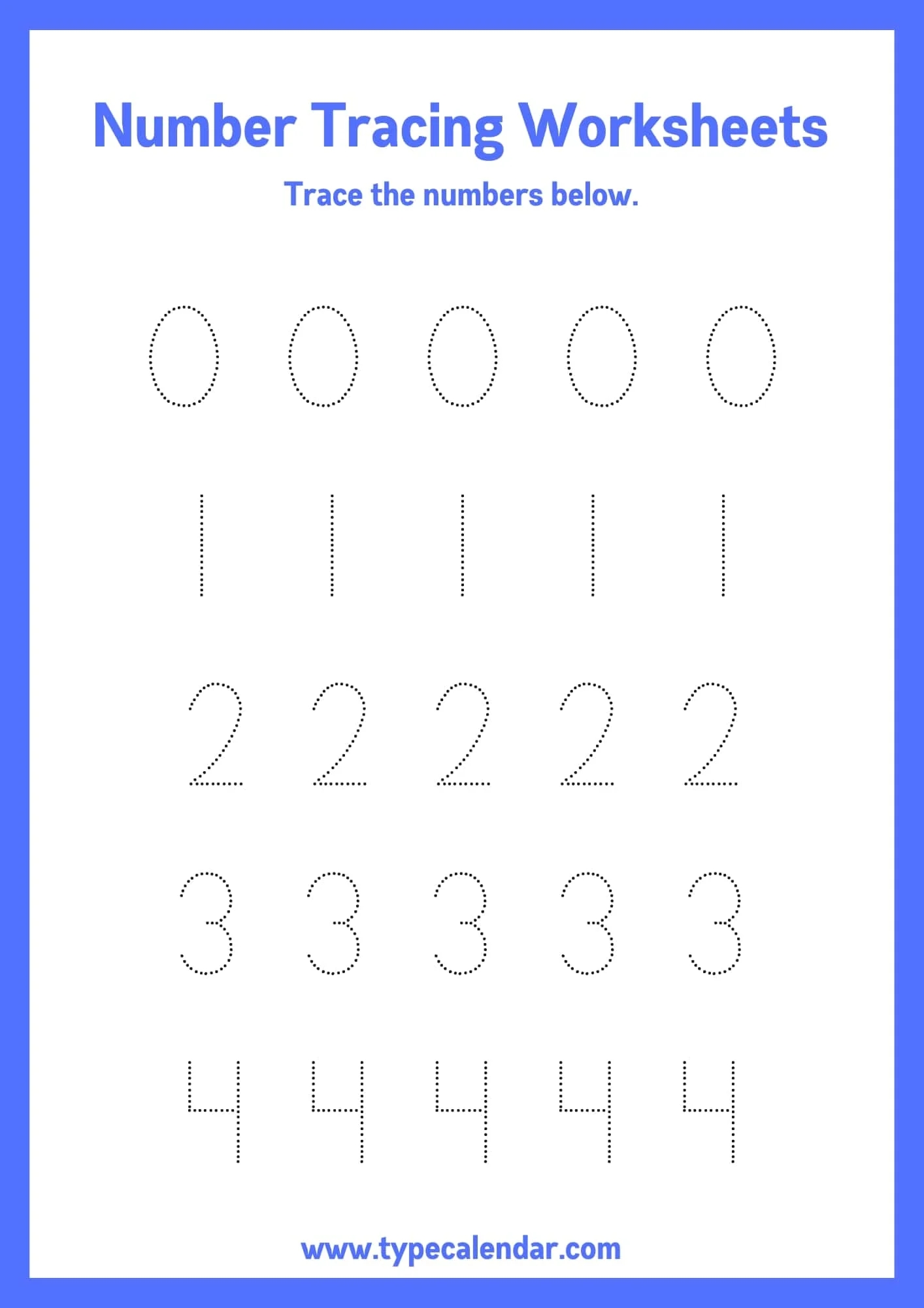Printable Number Tracing Worksheets