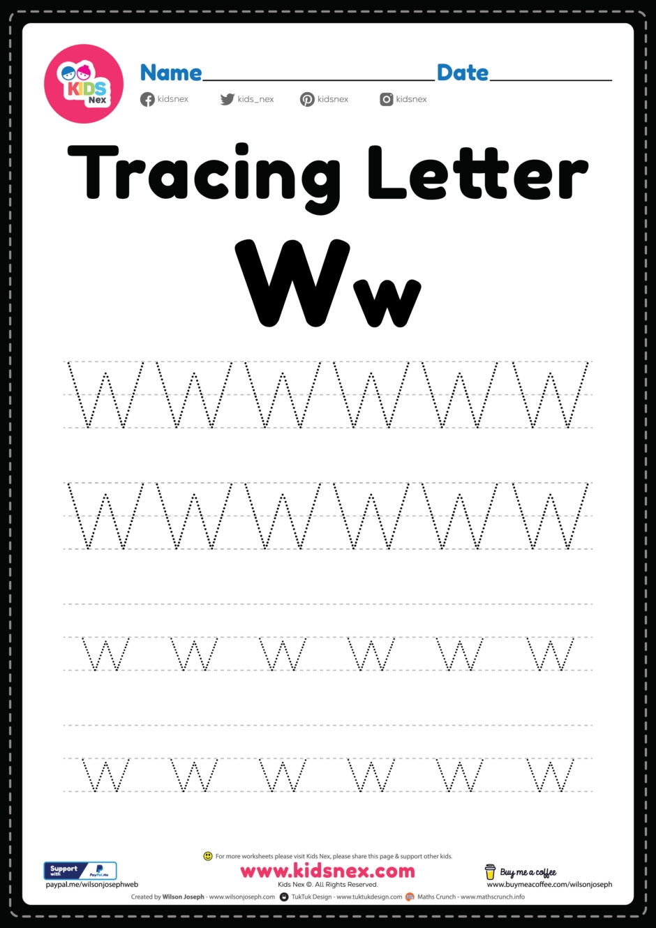 Free Printable PDF Tracing Letter W Alphabet Worksheet Free Printable PDF Tracing Letter W Alphabet Worksheet