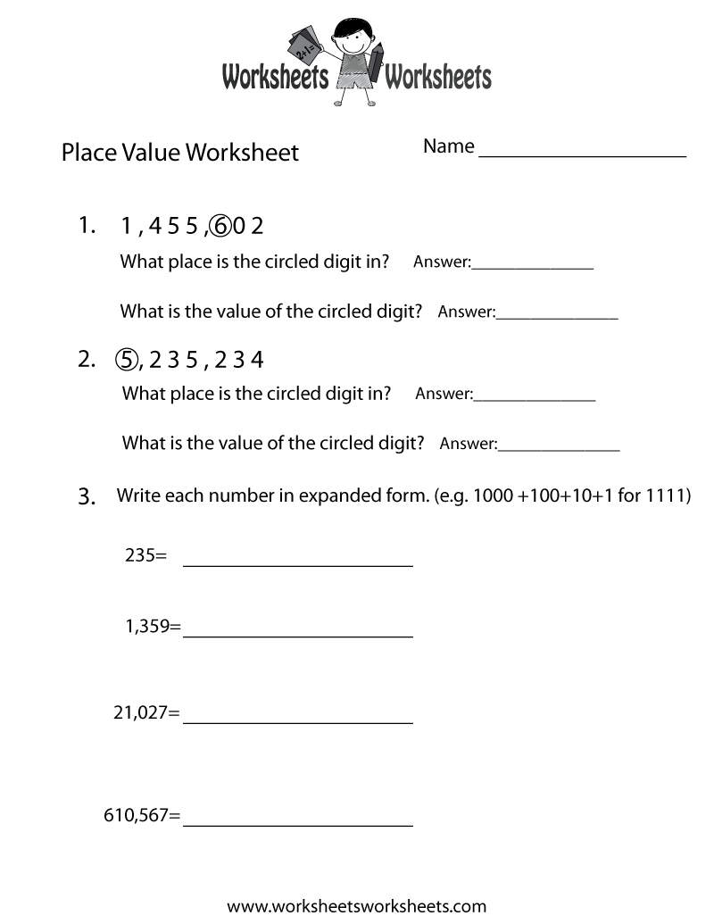 Place Value Worksheets Printable Free