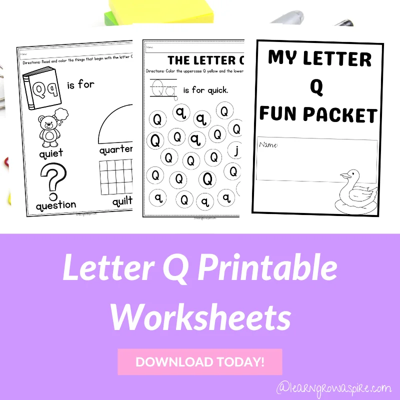 Free Printable Preschool Letter Q Worksheets Learn Grow Aspire