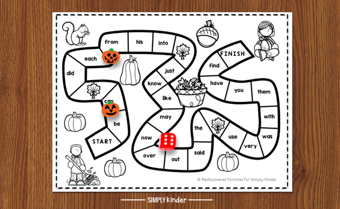 FREE Printable Sight Word Game To Make For Fall Simply Kinder FREE Printable Sight Word Game To Make For Fall Simply Kinder