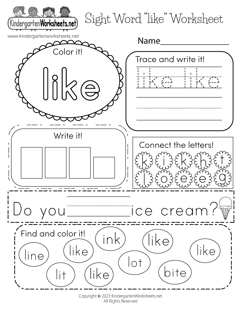 Free Printable Sight Words Worksheets