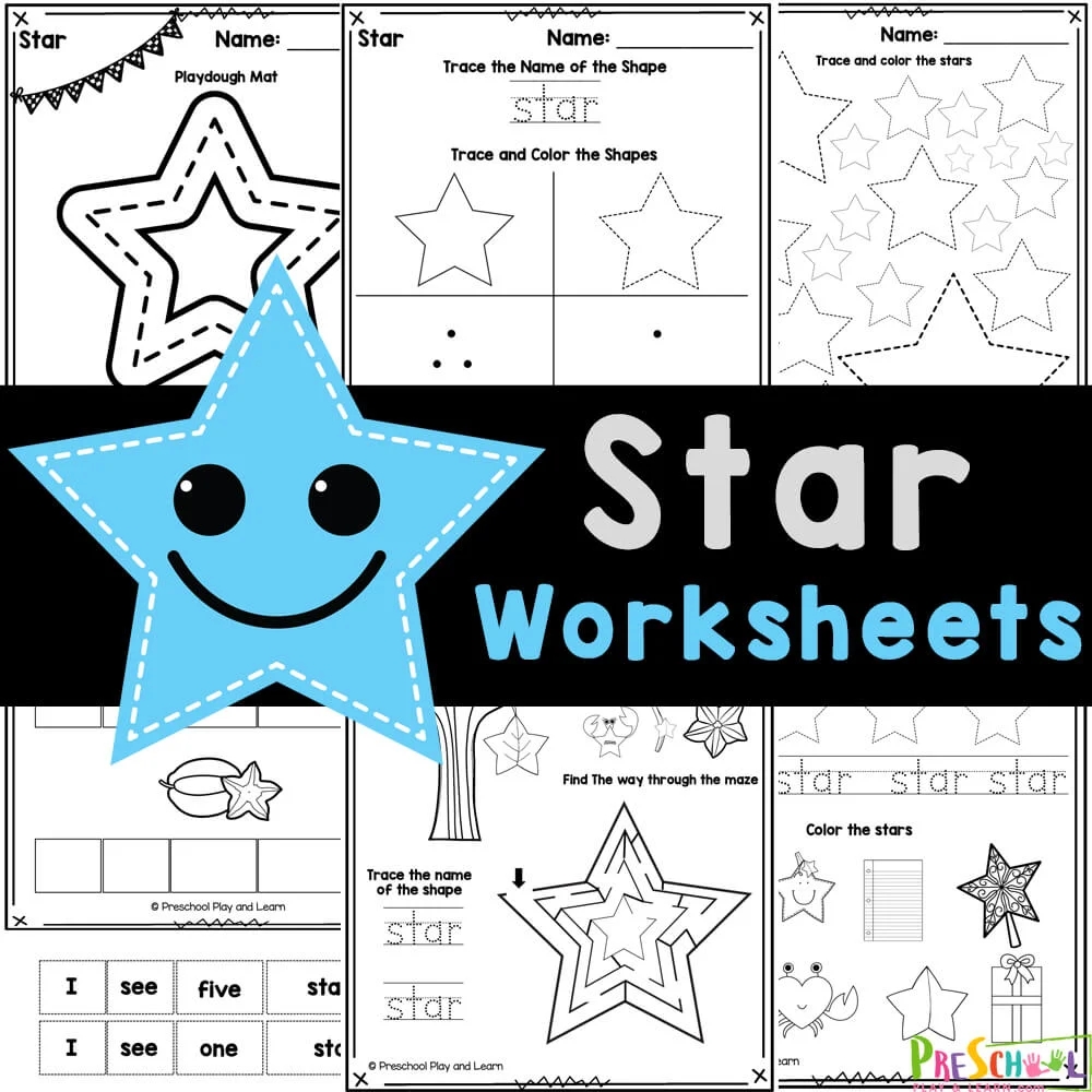 FREE Printable STAR Shape Worksheets For Preschool