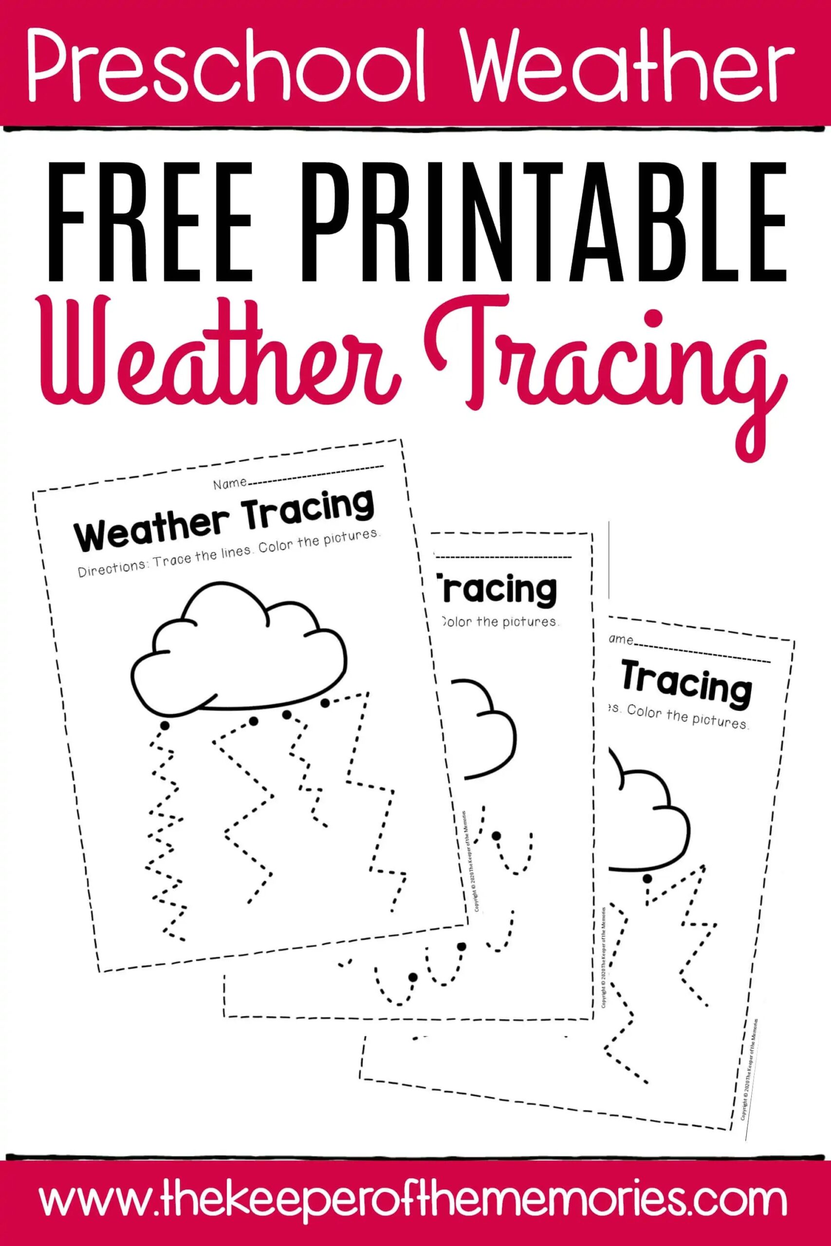 Free Printable Storm Clouds Tracing Weather Preschool Worksheets The Keeper Of The Memories