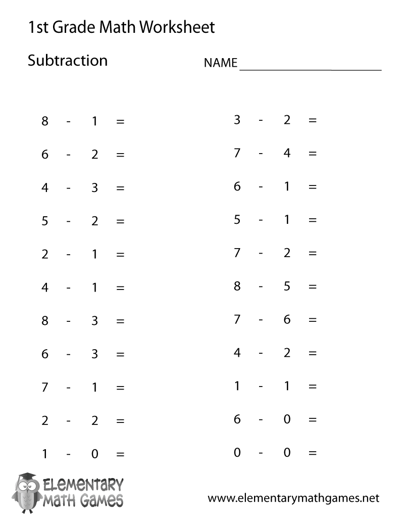 Free Printable Subtraction Worksheets