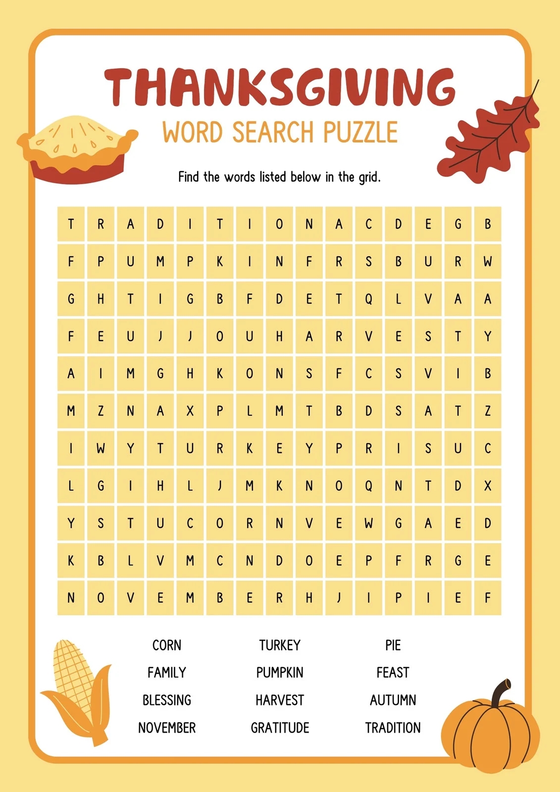 Free Printable Thanksgiving Worksheet Templates Canva