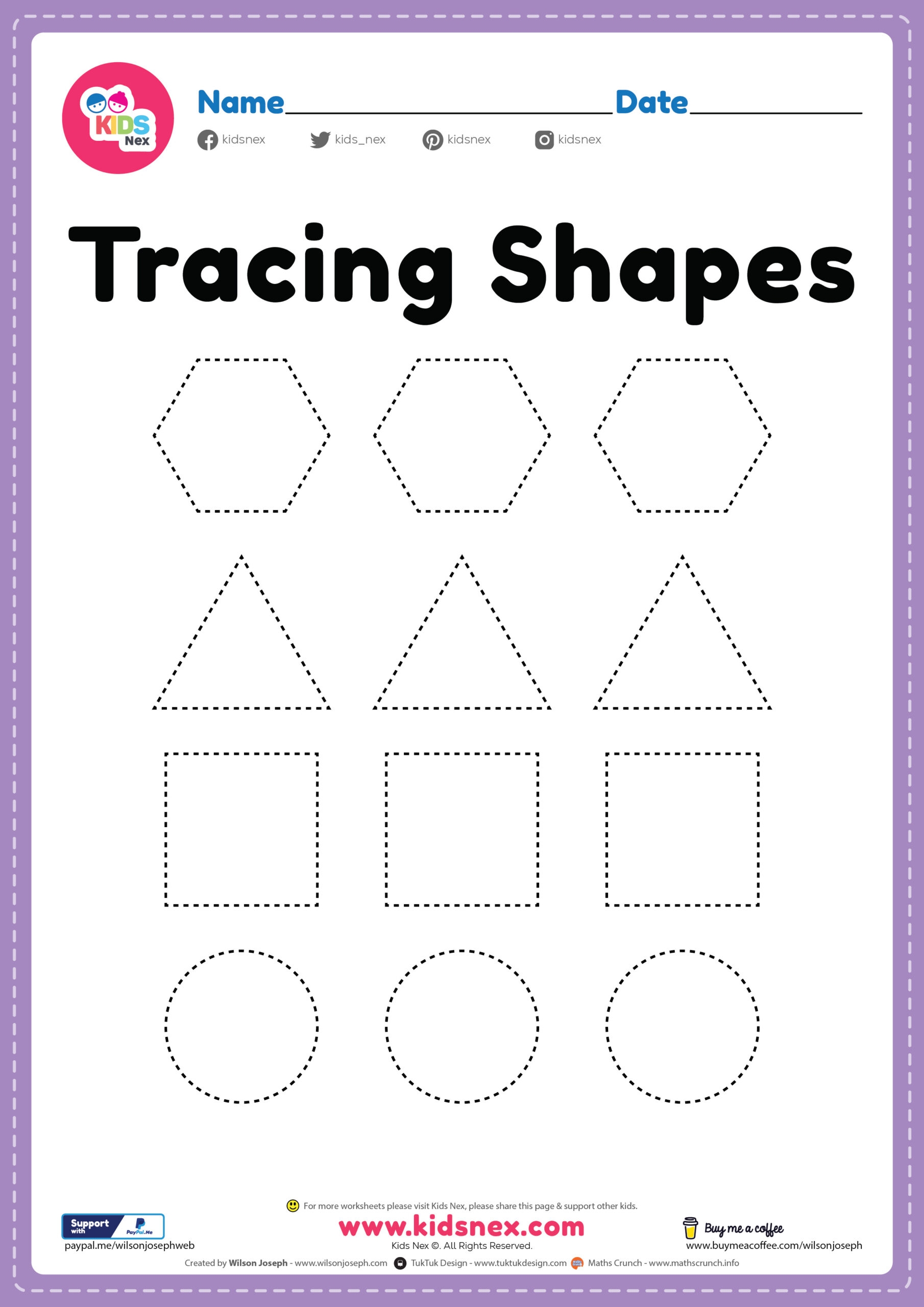 Free Printable Tracing Shapes Worksheet PDF For Preschool Free Printable Tracing Shapes Worksheet PDF For Preschool
