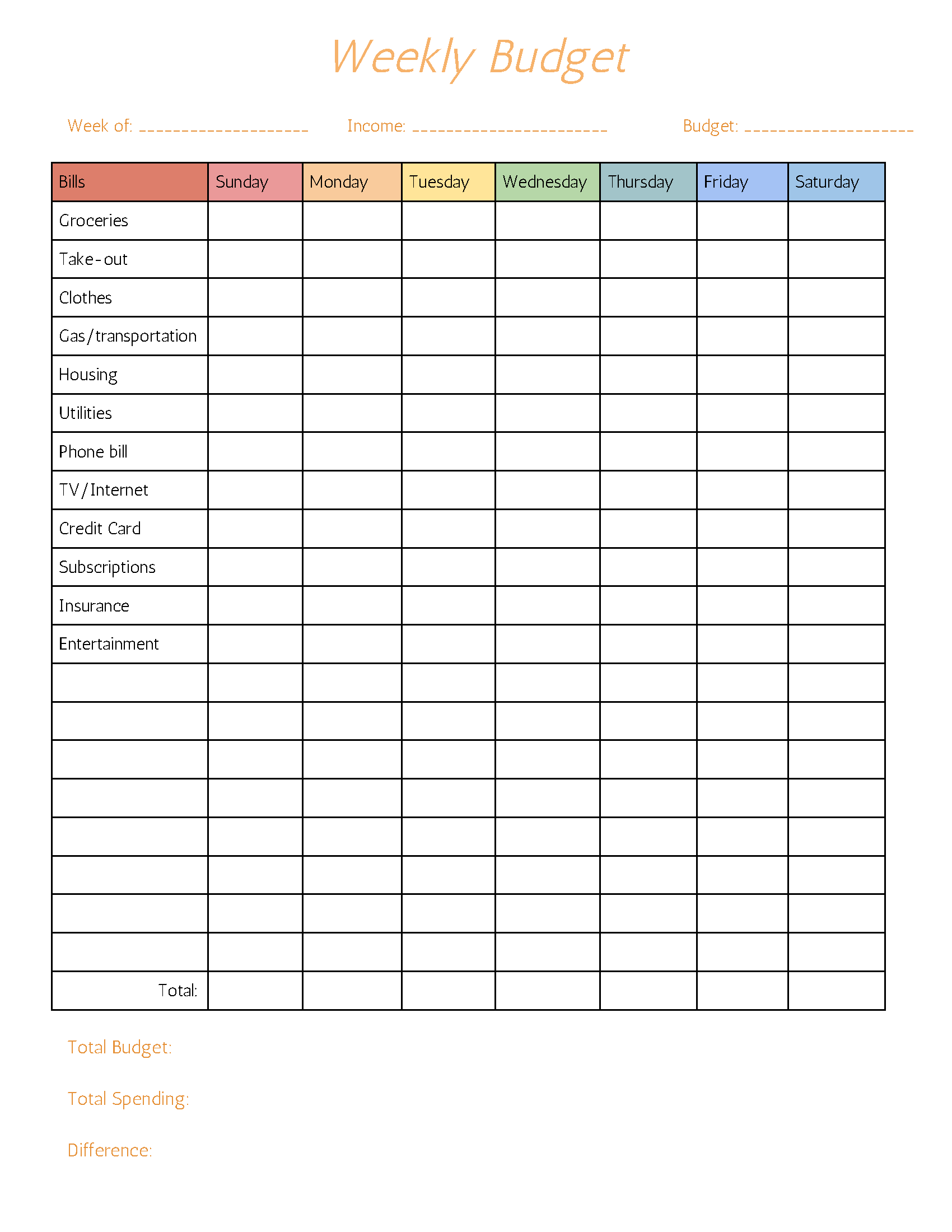 Free Printable Monthly Budgeting Worksheets