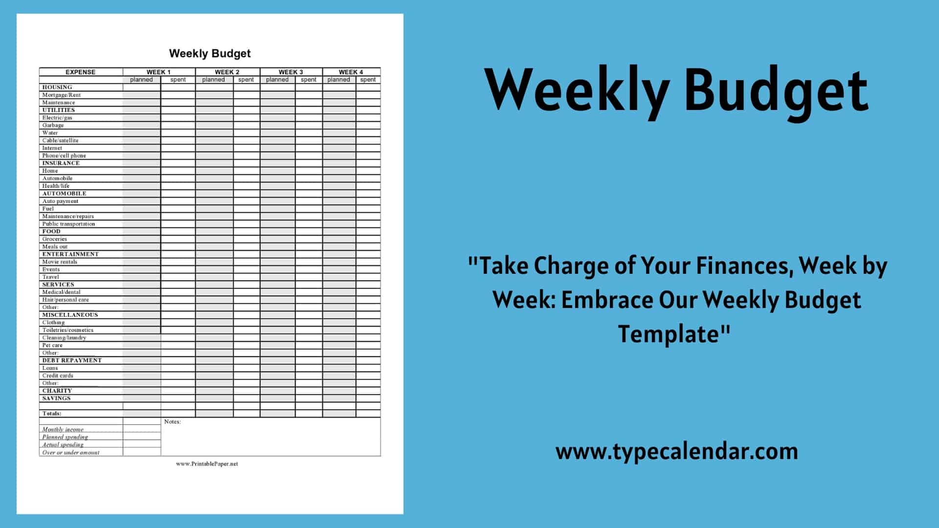 Free Printable Weekly Budget Templates Google Sheets Excel PDF Free Printable Weekly Budget Templates Google Sheets Excel PDF