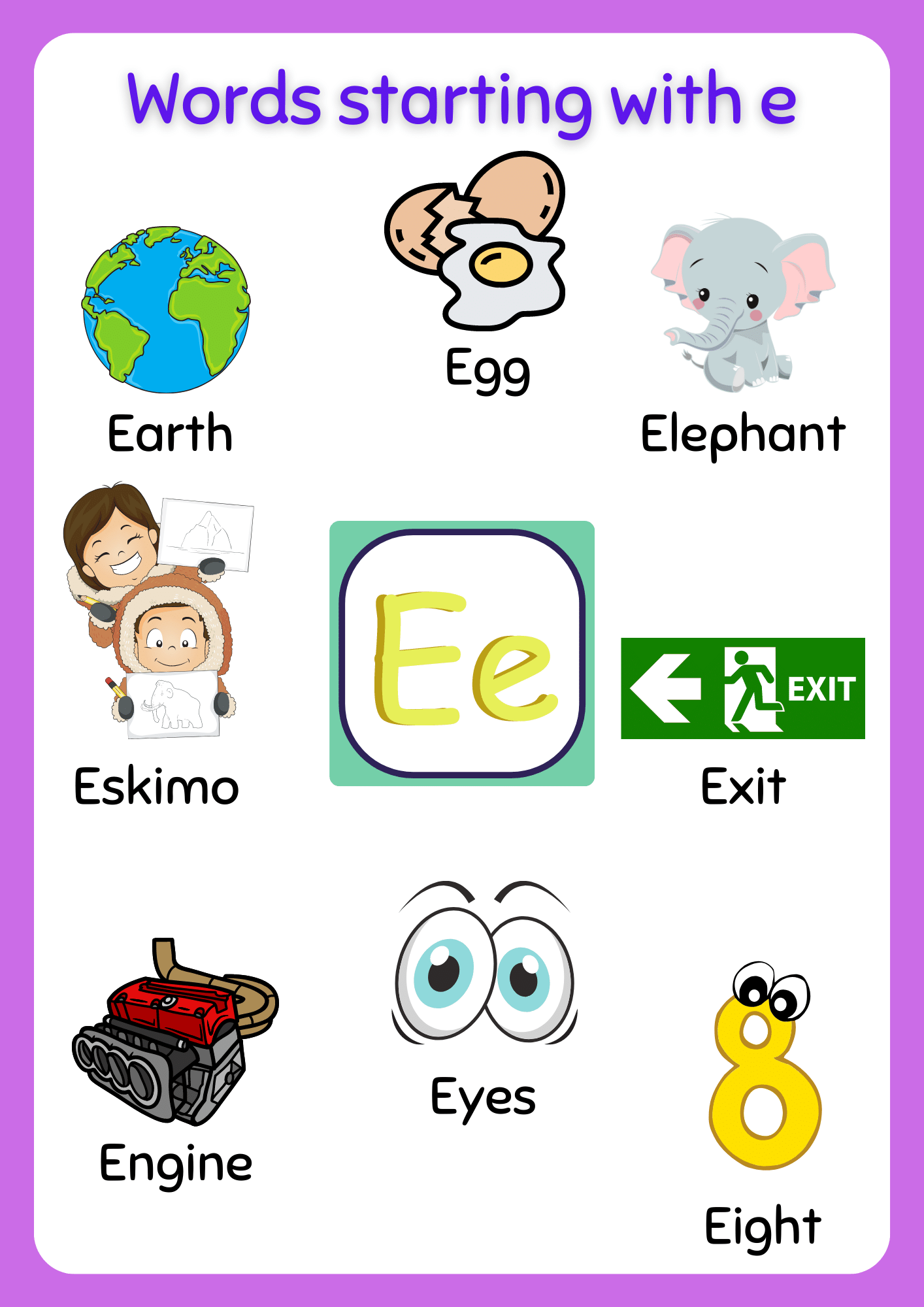 Letter E Free Printable Worksheets