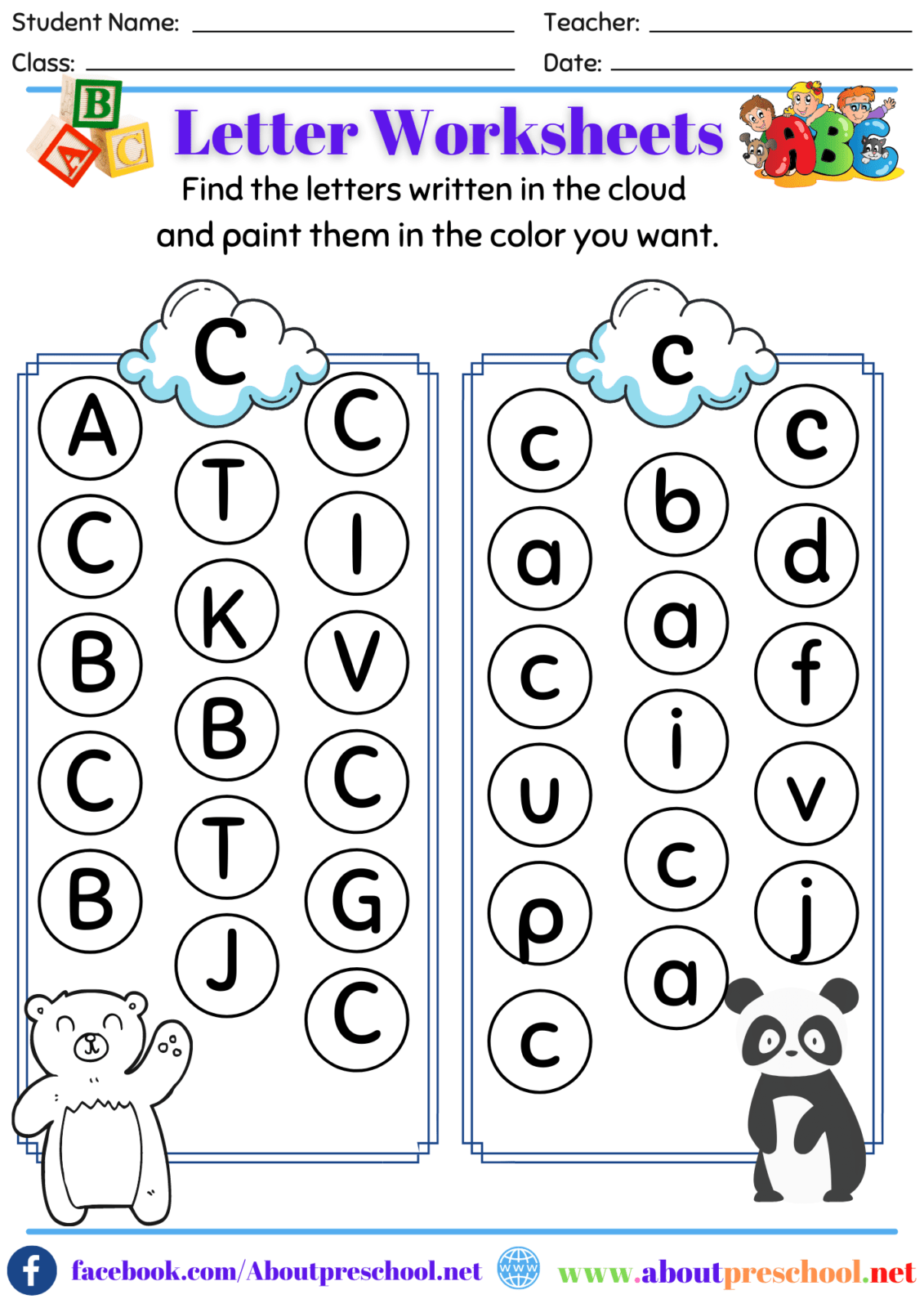 Free Printable Worksheets For Kindergarten Archives About Preschool