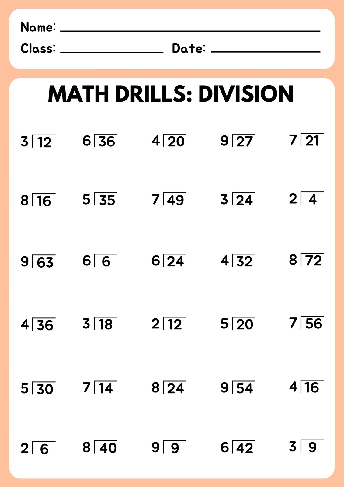 Free To Edit And Print Division Worksheet Templates Canva