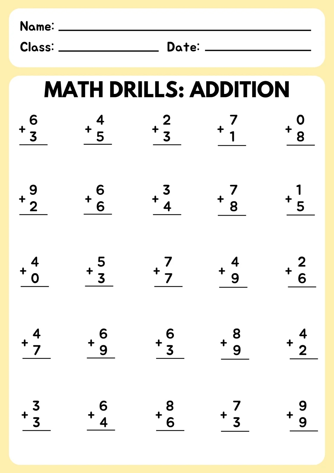 Free To Print And Edit Addition Worksheet Templates Canva