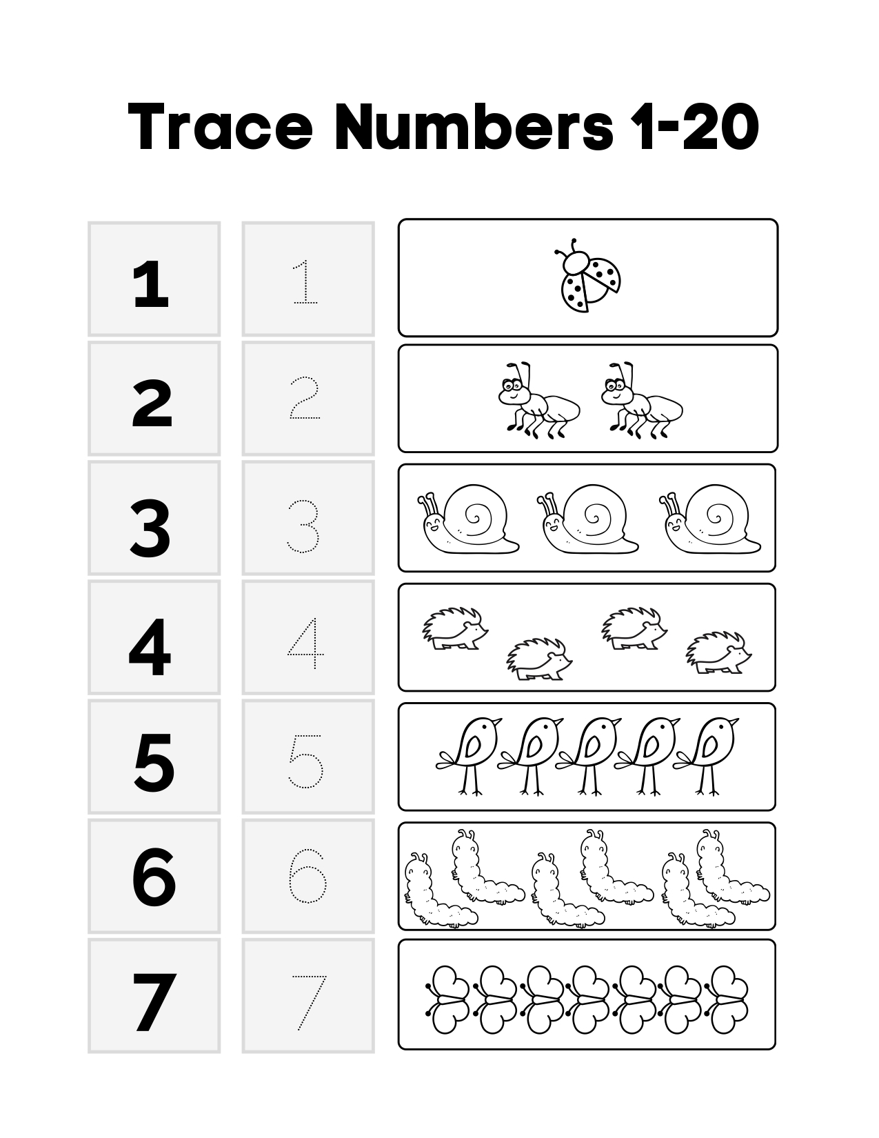 Free Tracing Numbers Worksheets 1 20 With Farm Animals Mrs Merry Worksheets Library