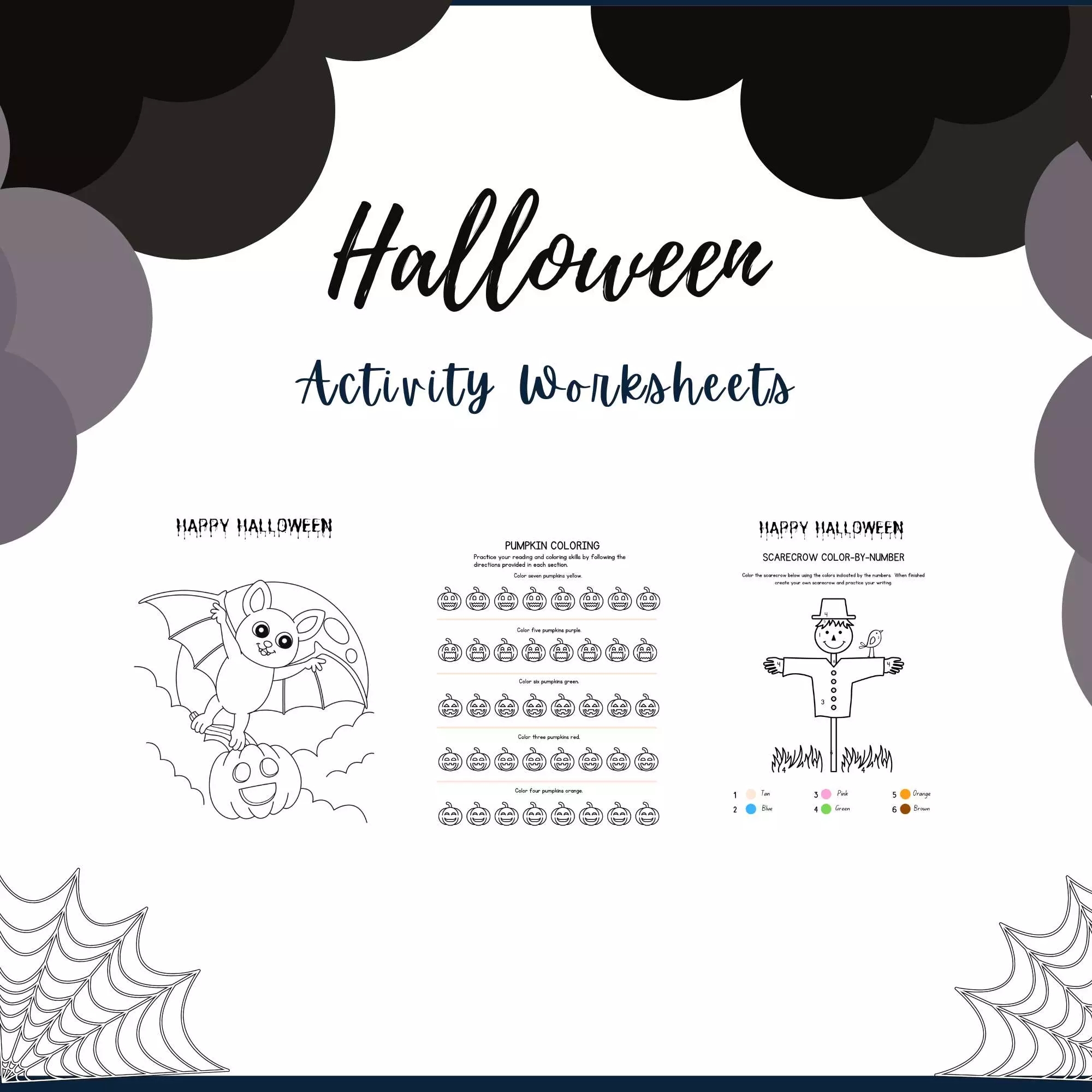 Halloween Fun Activity Worksheets Games Coloring Pages MasterBundles