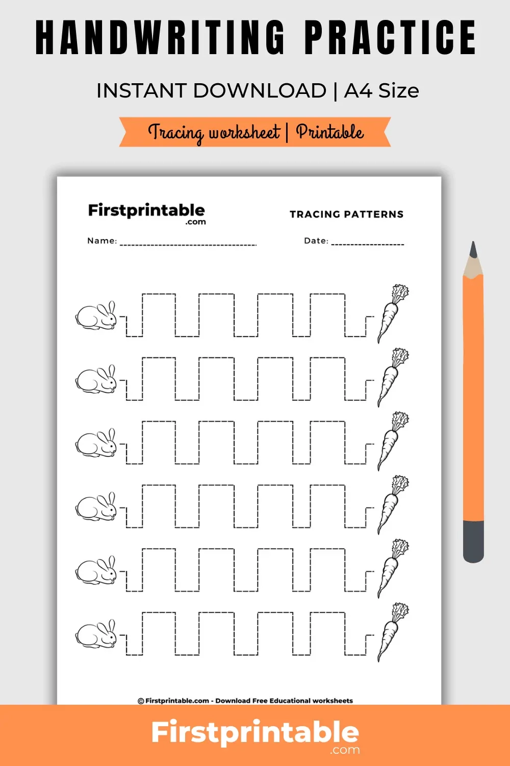 Handwriting Practice Sheet Tracing For Kindergarten