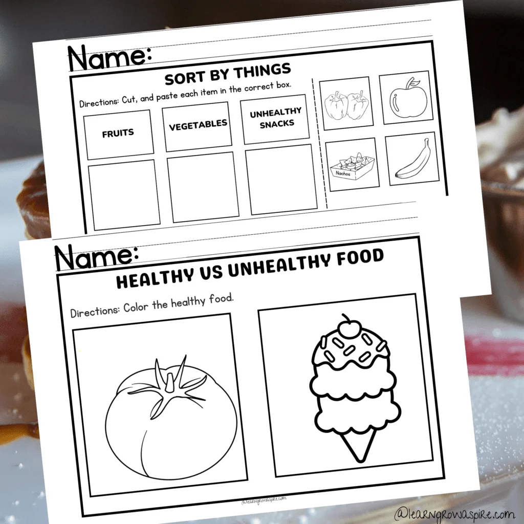 Printable Healthy And Unhealthy Food Worksheet Pdf