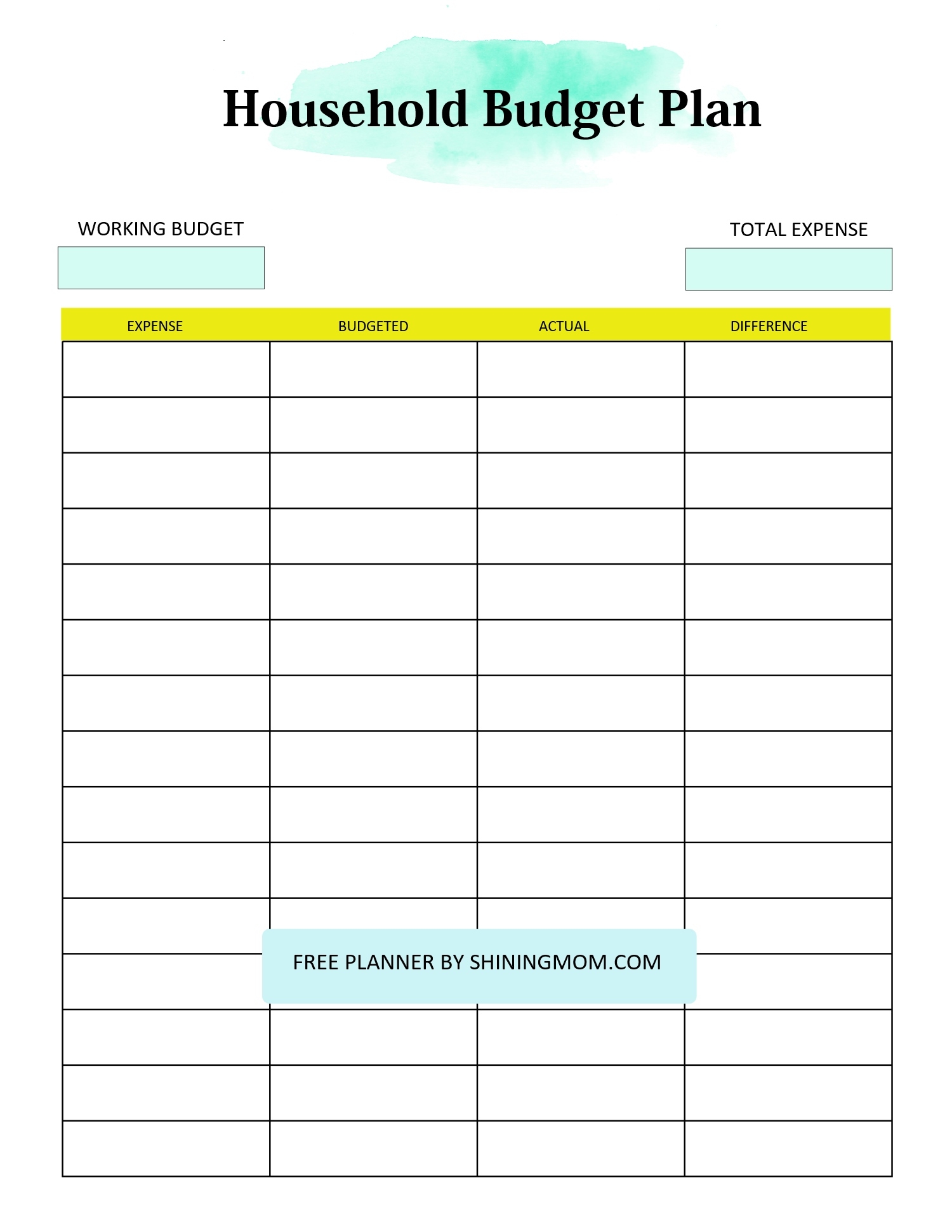 Free Budget Worksheet Printable