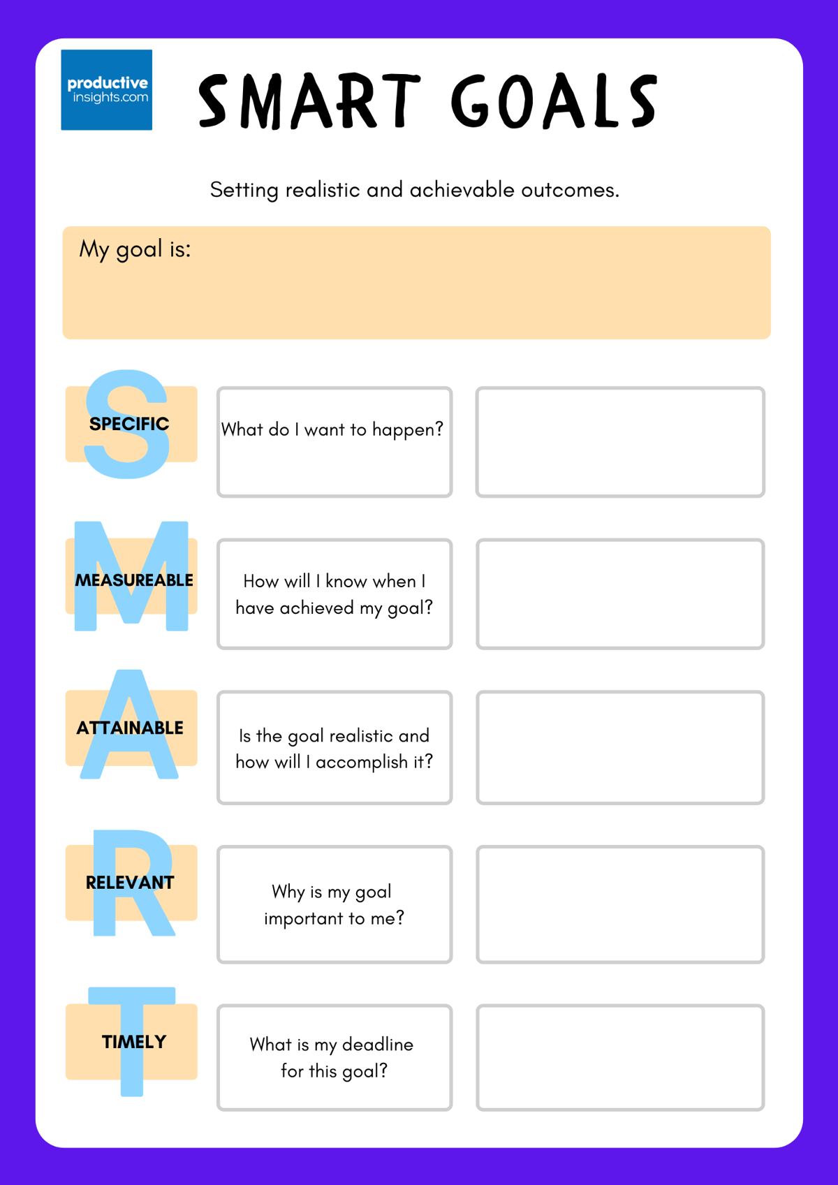 Printable Smart Goals Worksheet