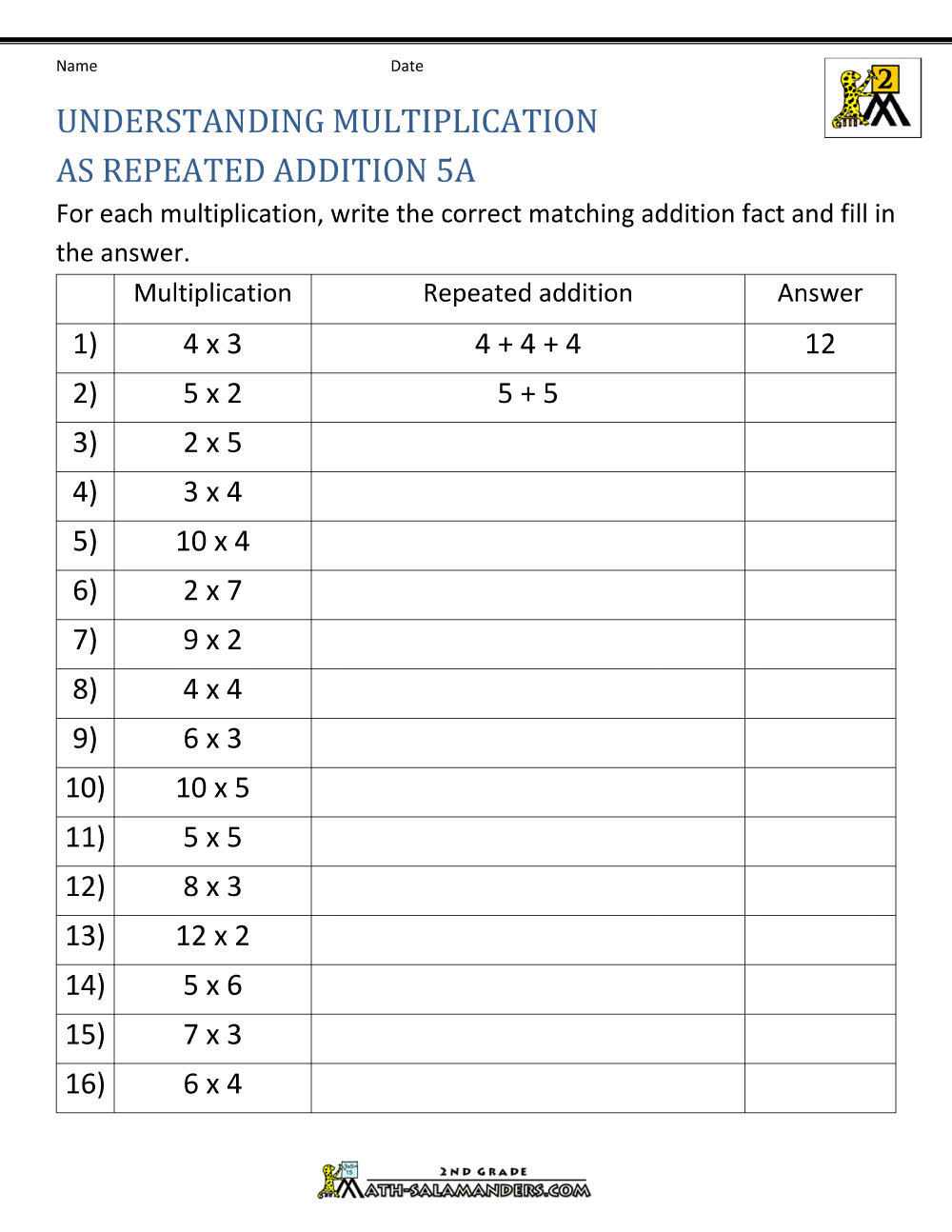 Multiplication Worksheets Printable Free