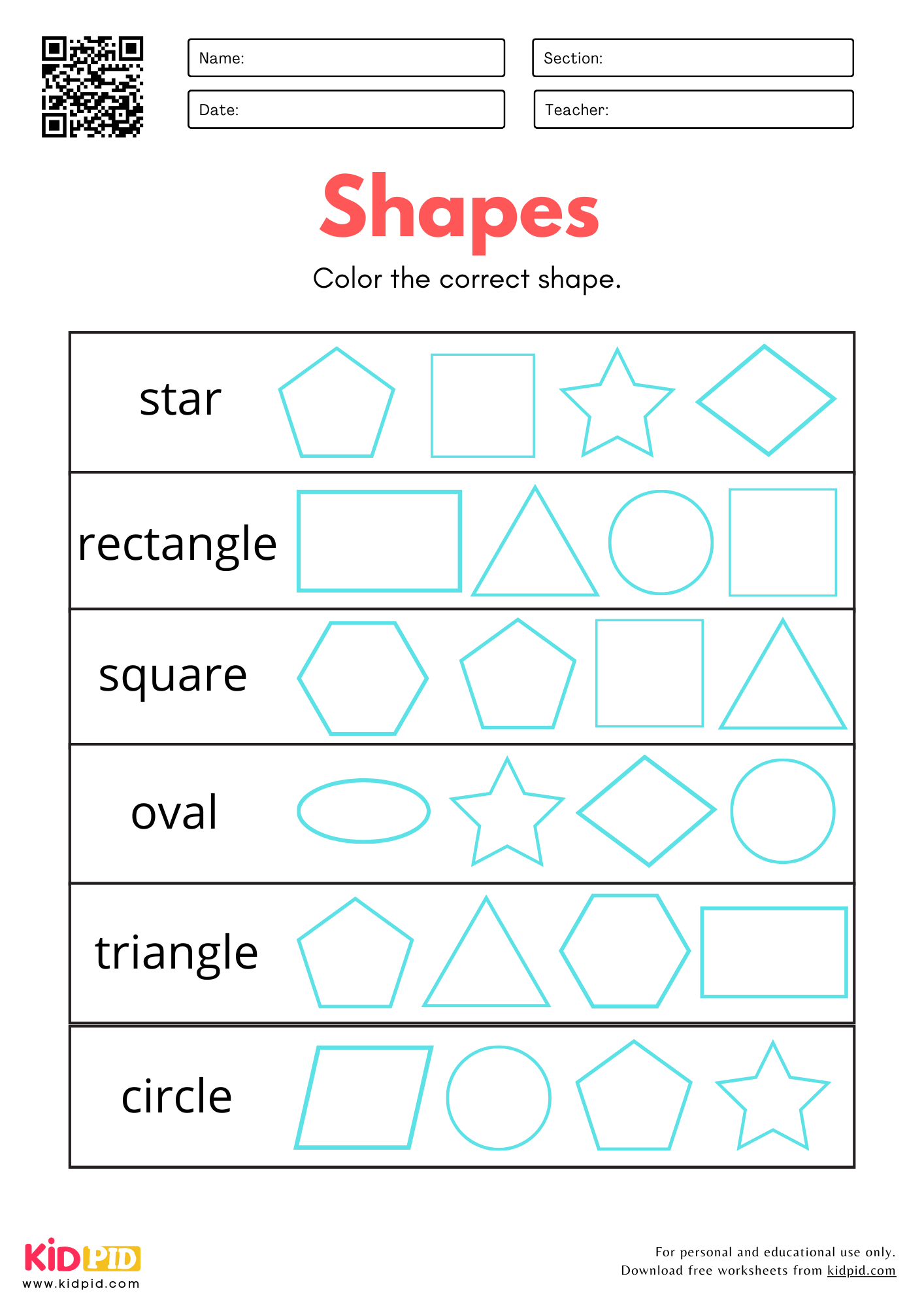 Printable Worksheets For Kindergarteners