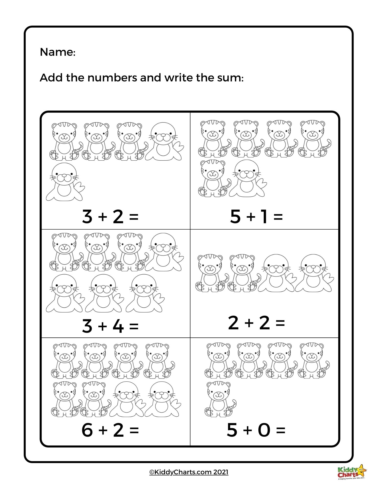 Kindergarten Math Worksheets Animal Math Worksheets KiddyCharts Shop