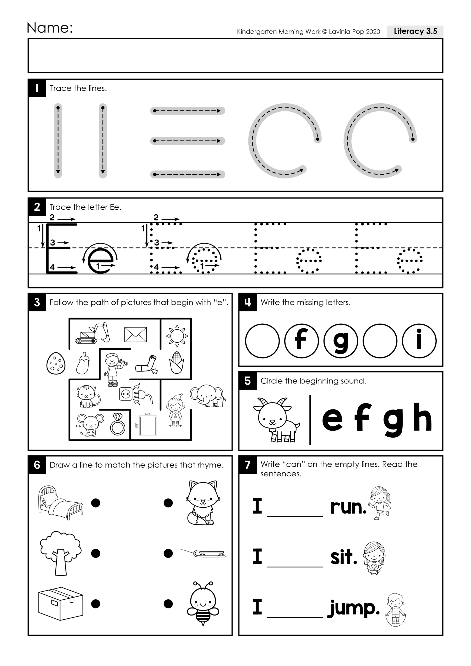 Kindergarten Morning Work Set 3