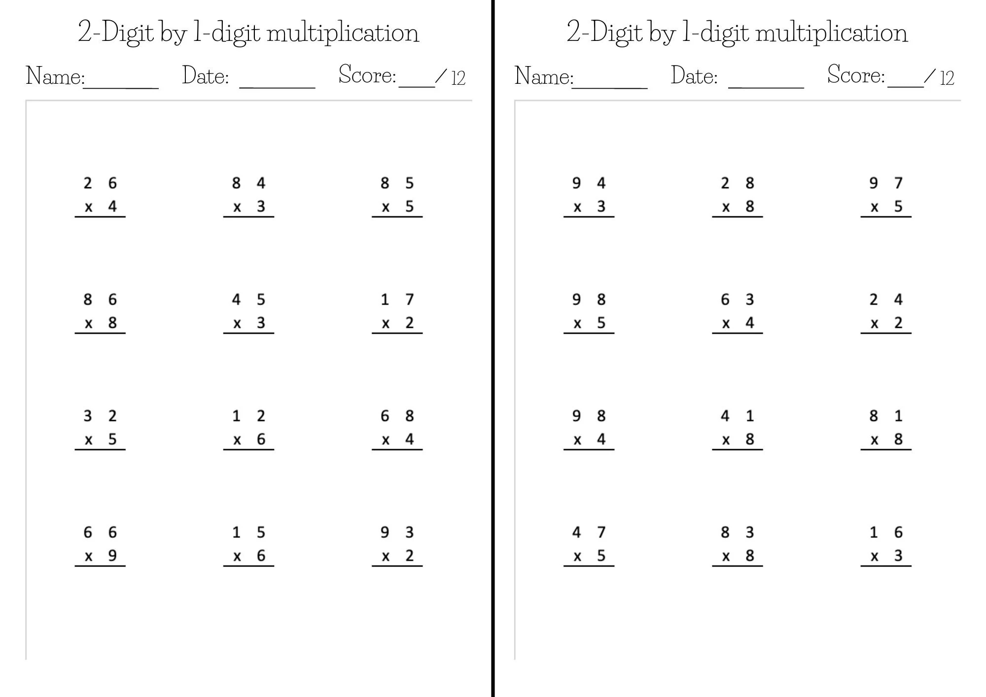 Kumon like Math Worksheets Exercise Pages In PDF 2 digit By 1 digit Multiplication Etsy Kumon like Math Worksheets Exercise Pages In PDF 2 digit By 1 digit Multiplication Etsy