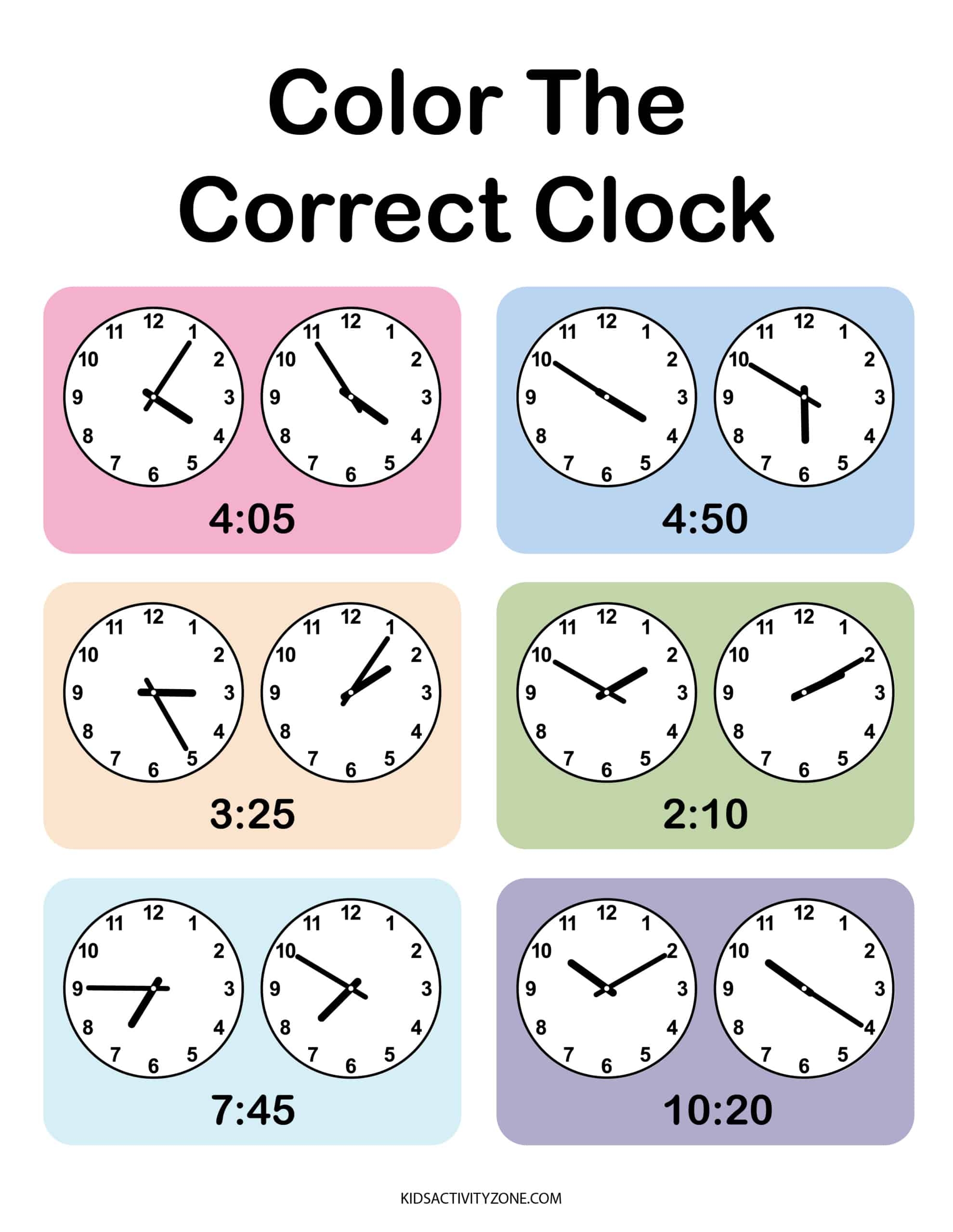 Clock Worksheets Printable