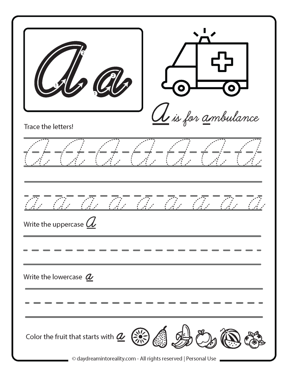 Letter A Worksheets 50 Free PDF Printables Daydream Into Reality