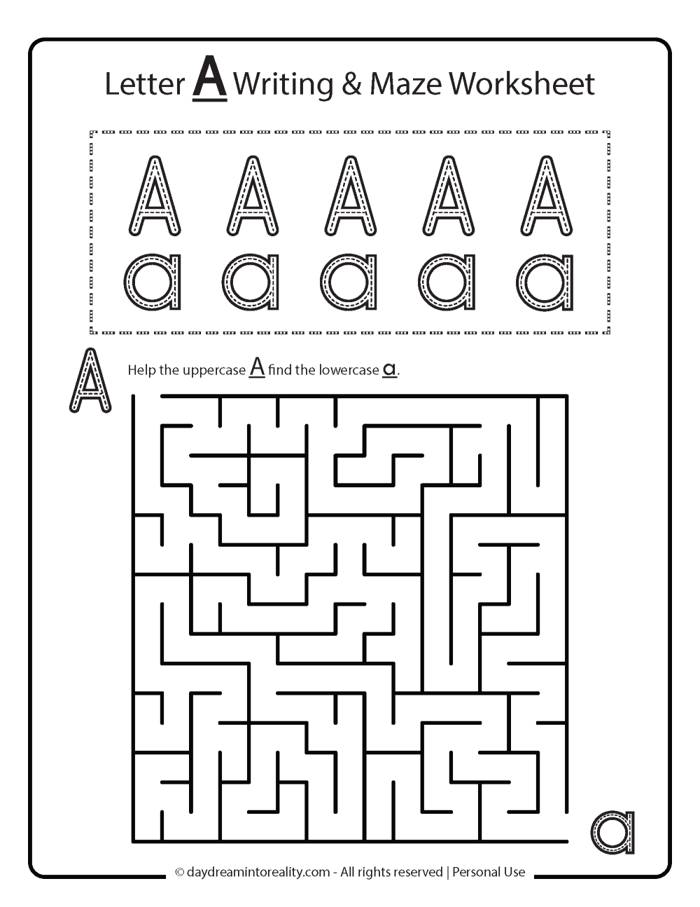 Letter A Worksheets 50 Free PDF Printables Daydream Into Reality