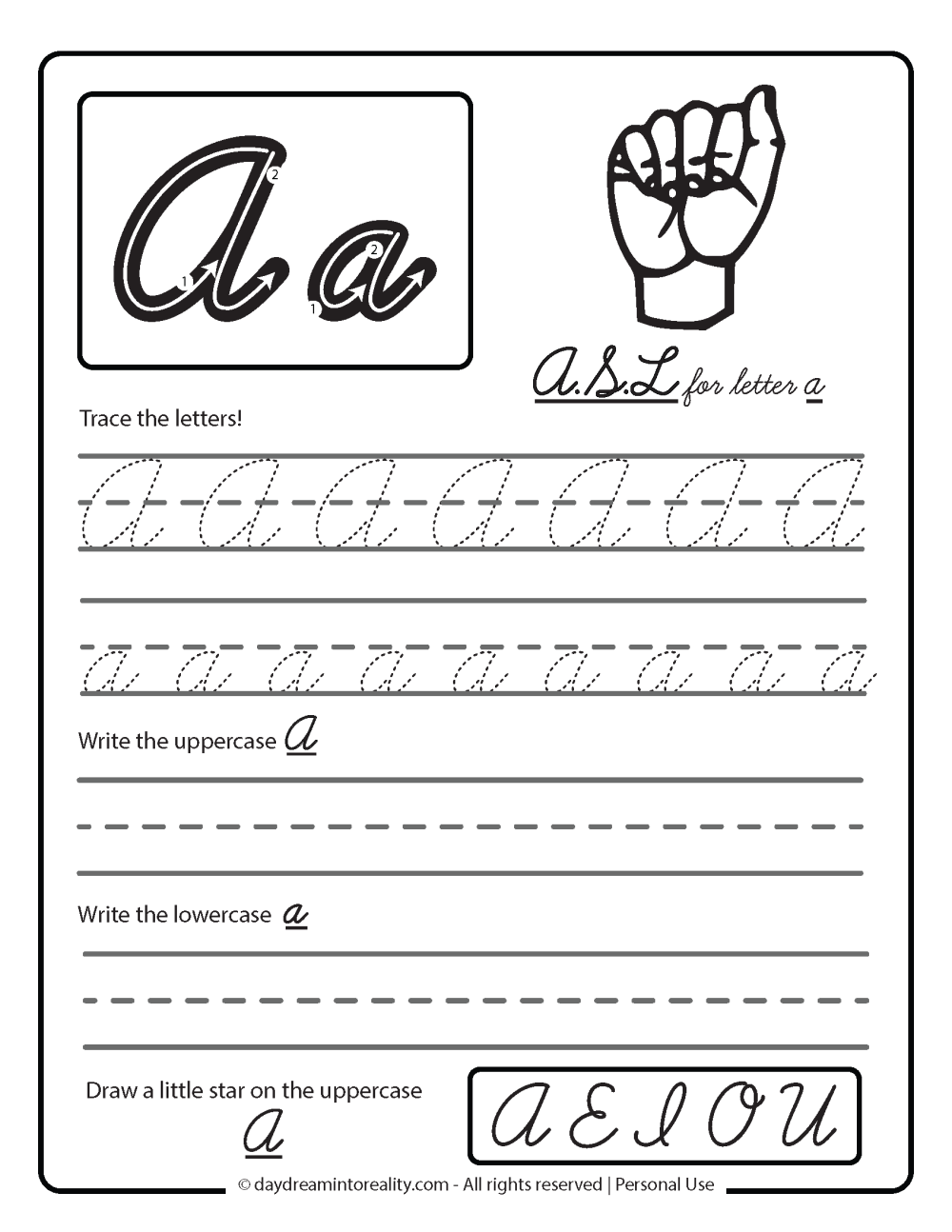 Letter A Worksheets 50 Free PDF Printables Daydream Into Reality