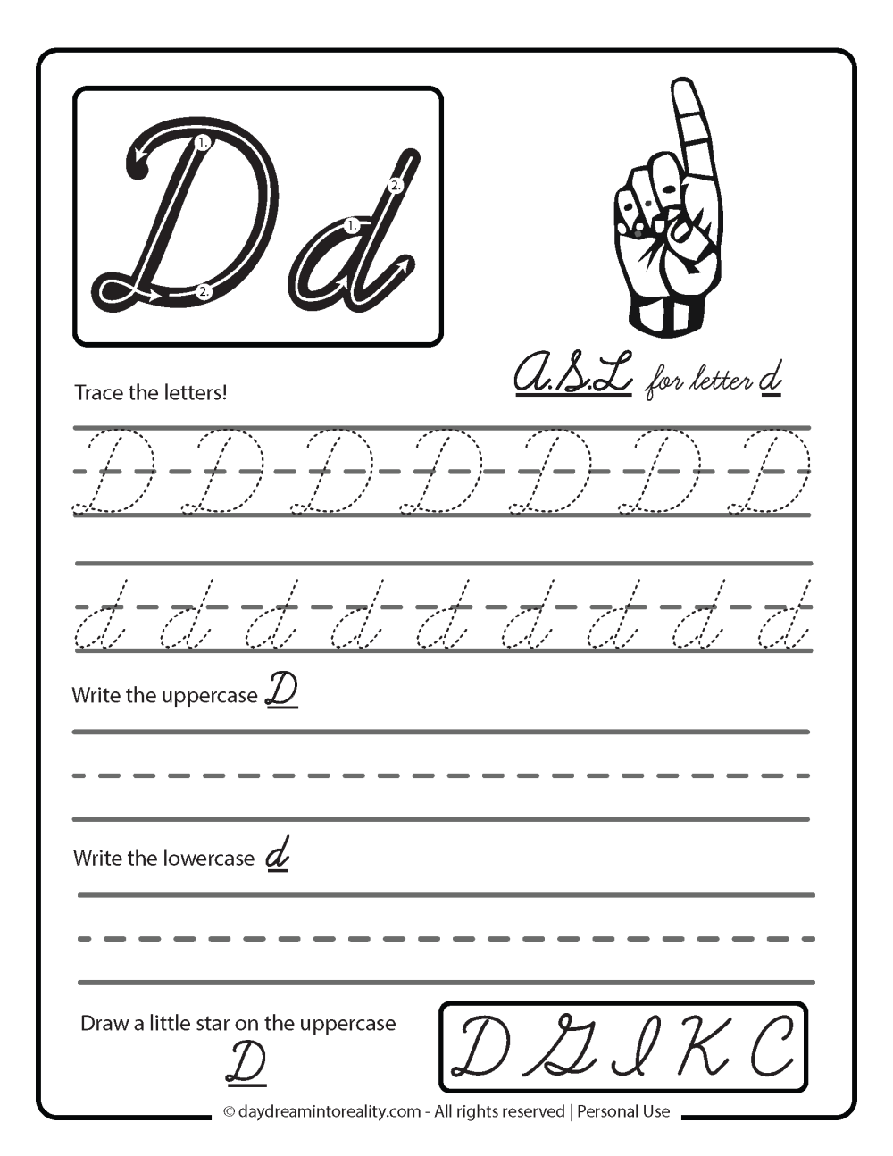 Letter D Worksheets Printable