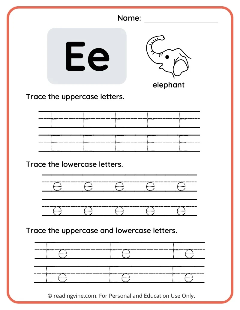 Letter E Worksheets For Preschool Free Printable