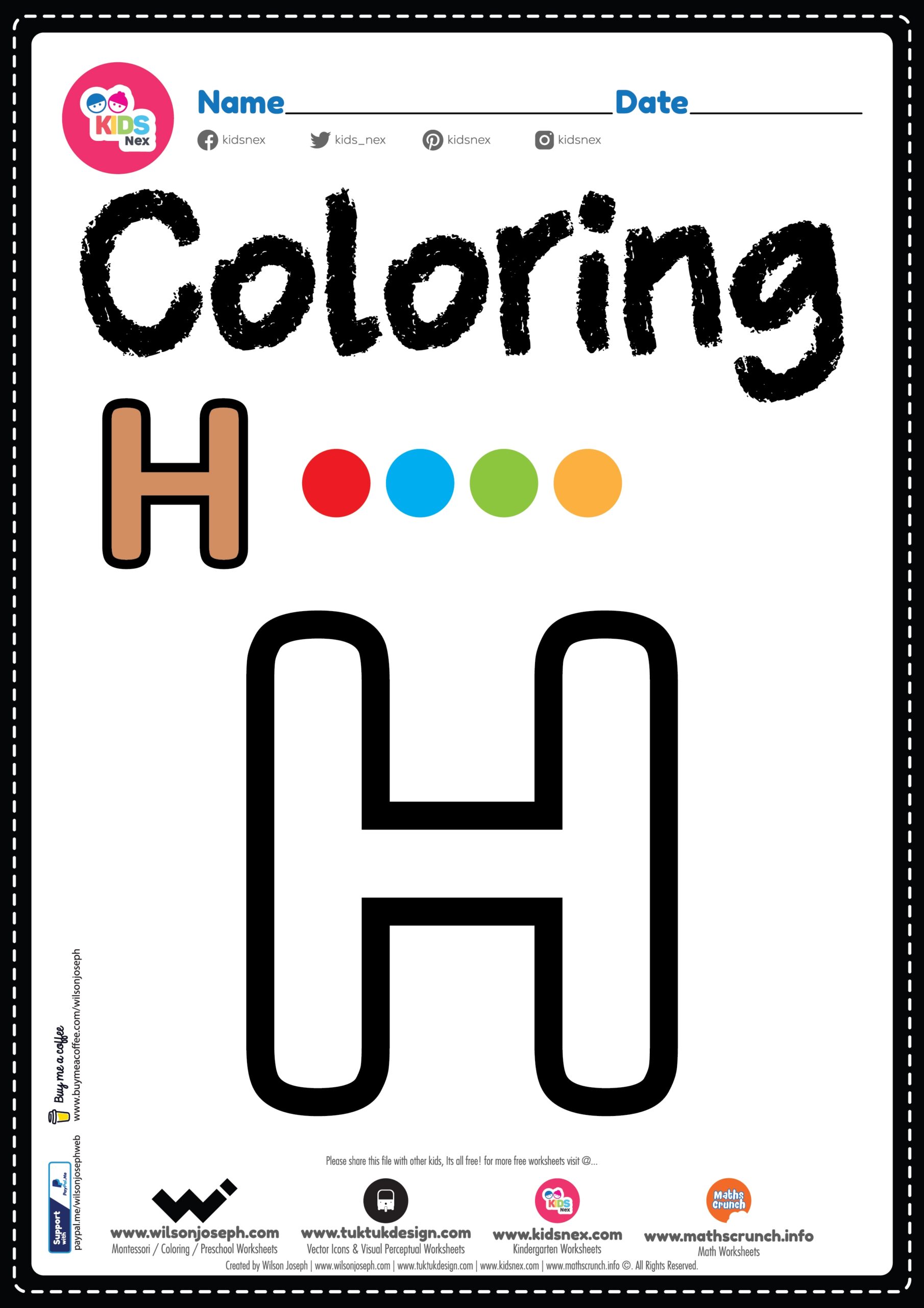 Letter H Alphabet Coloring Page Worksheet Free Printable PDF Letter H Alphabet Coloring Page Worksheet Free Printable PDF
