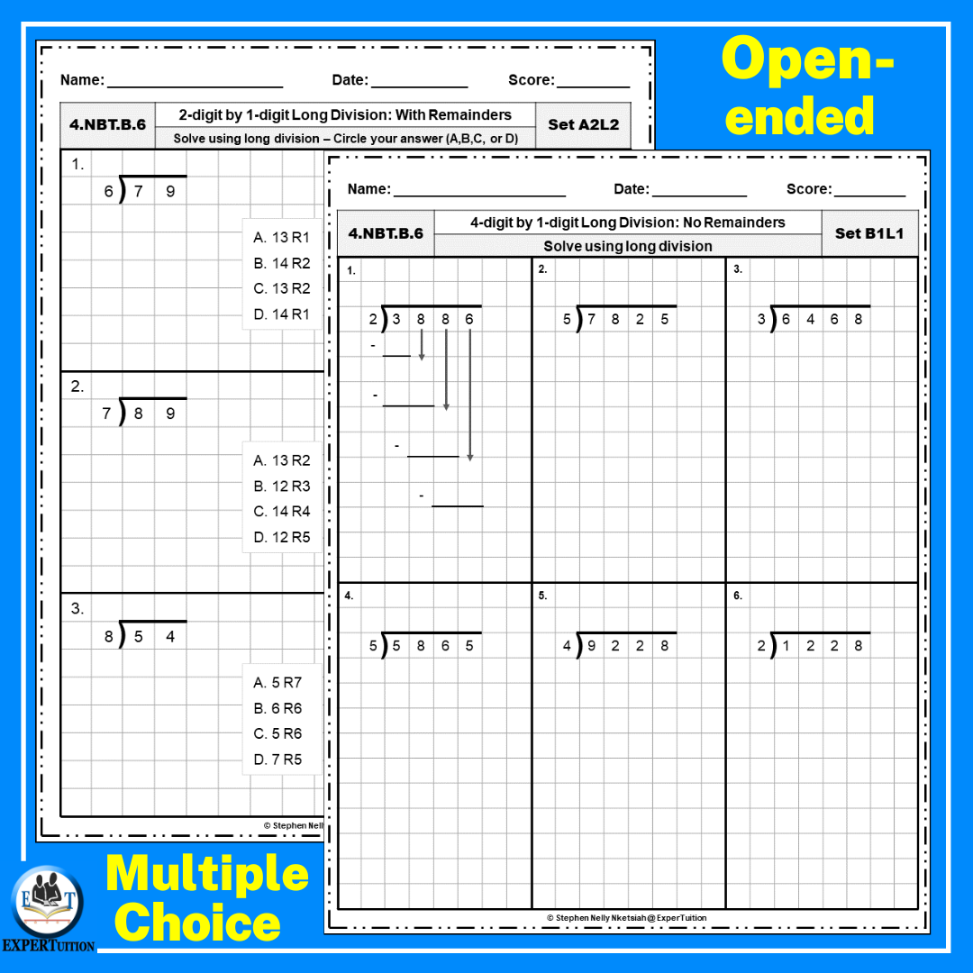 Long Division With And Without Remainders Practice Worksheets Bundle Made By Teachers