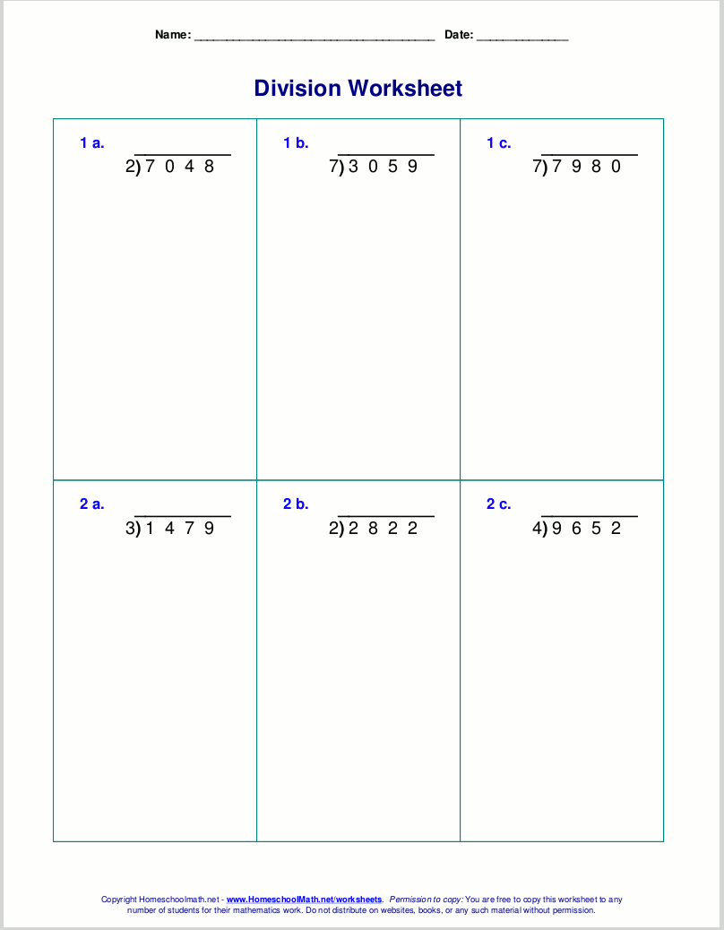 Printable Division Worksheets