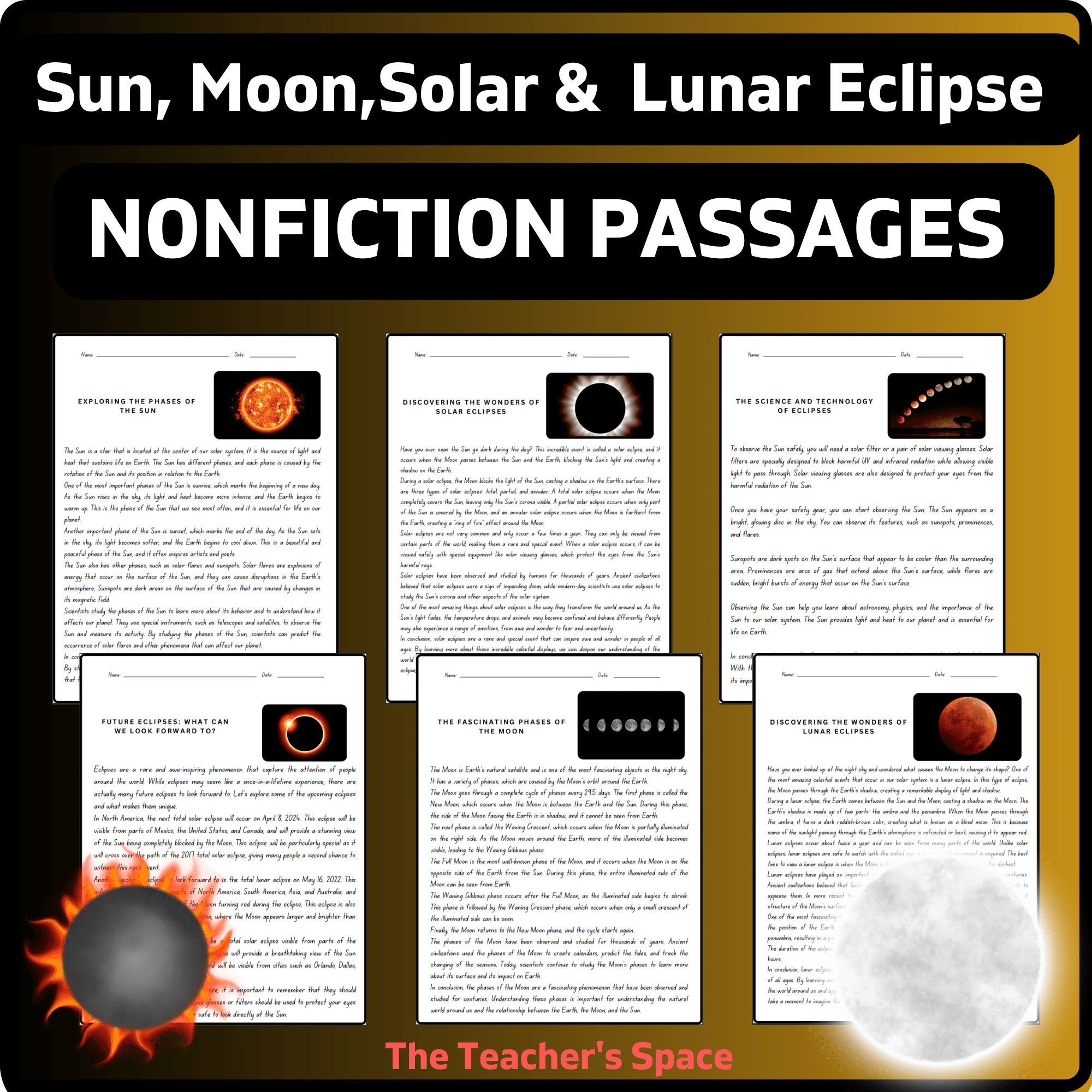 Lunar Solar Eclipse Sun Moon Phases Reading Comprehension Passages Made By Teachers Lunar Solar Eclipse Sun Moon Phases Reading Comprehension Passages Made By Teachers