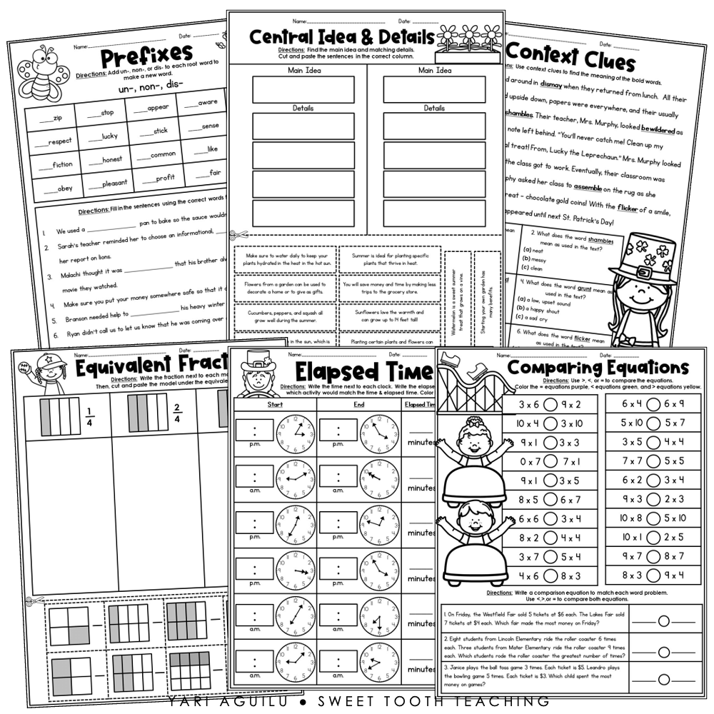 March 3rd Grade Morning Worksheets Fast Finisher Activities No Prep Sub Plans Shop Sweet Tooth Teaching