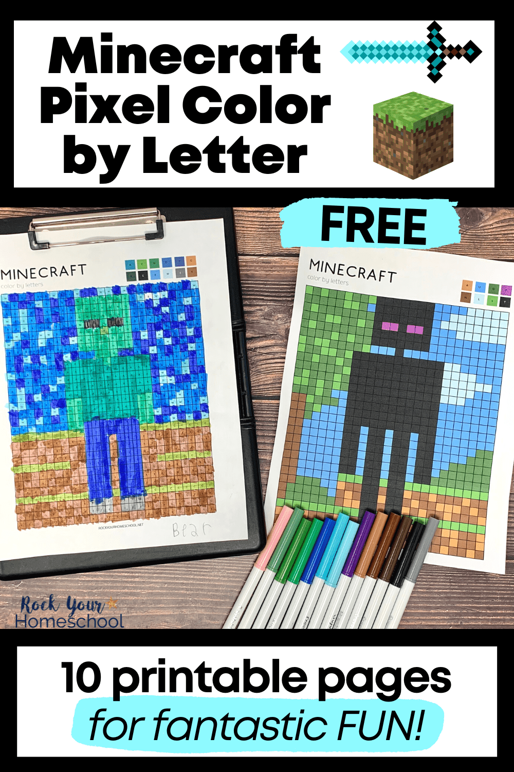 Minecraft Color By Letter Pixel Art For Fun Activities 10 Free 