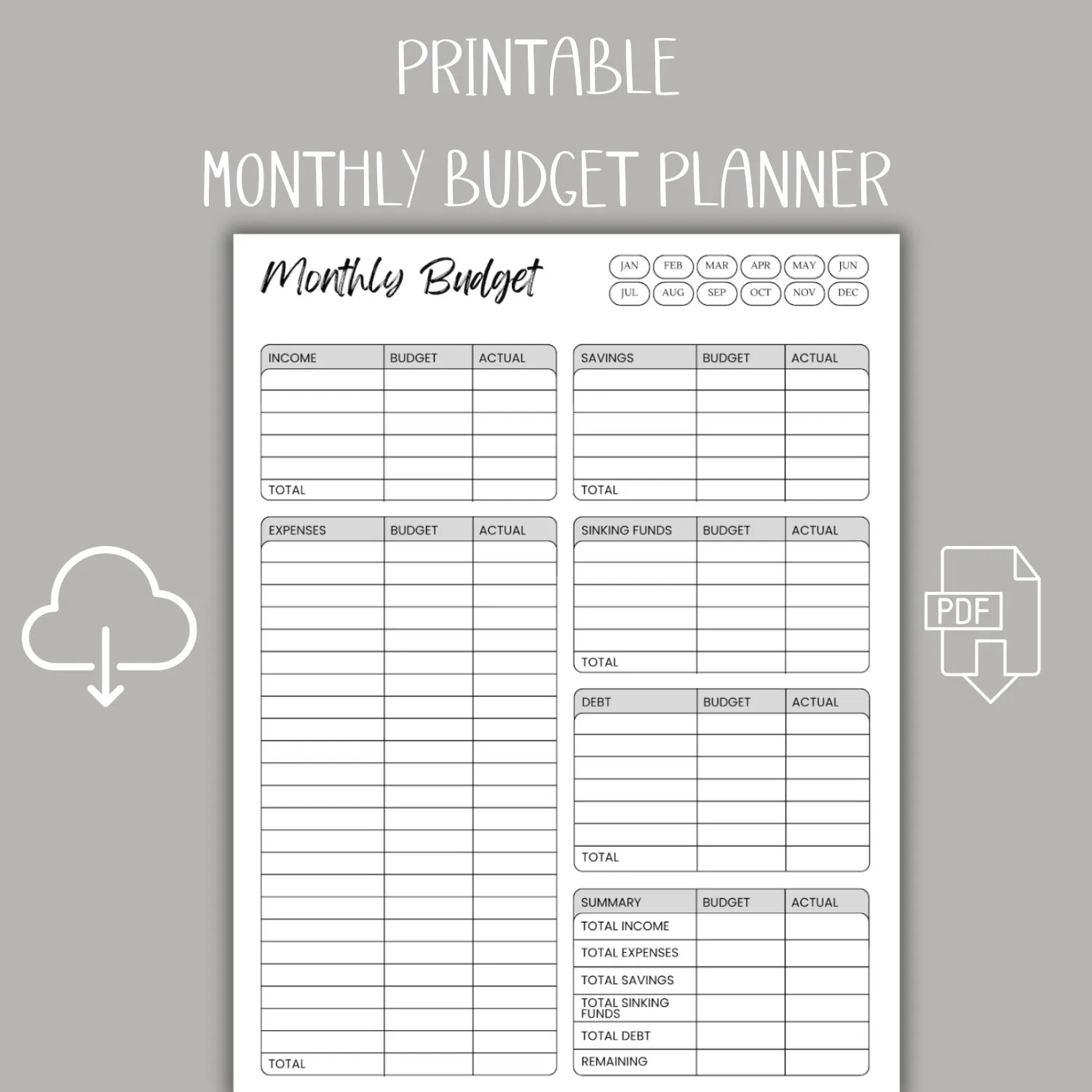 Monthly Budget Planner Printable Monthly Budget Sheet PDF Personal Budget Worksheet Expense U0026 Income Budget Sheet Etsy