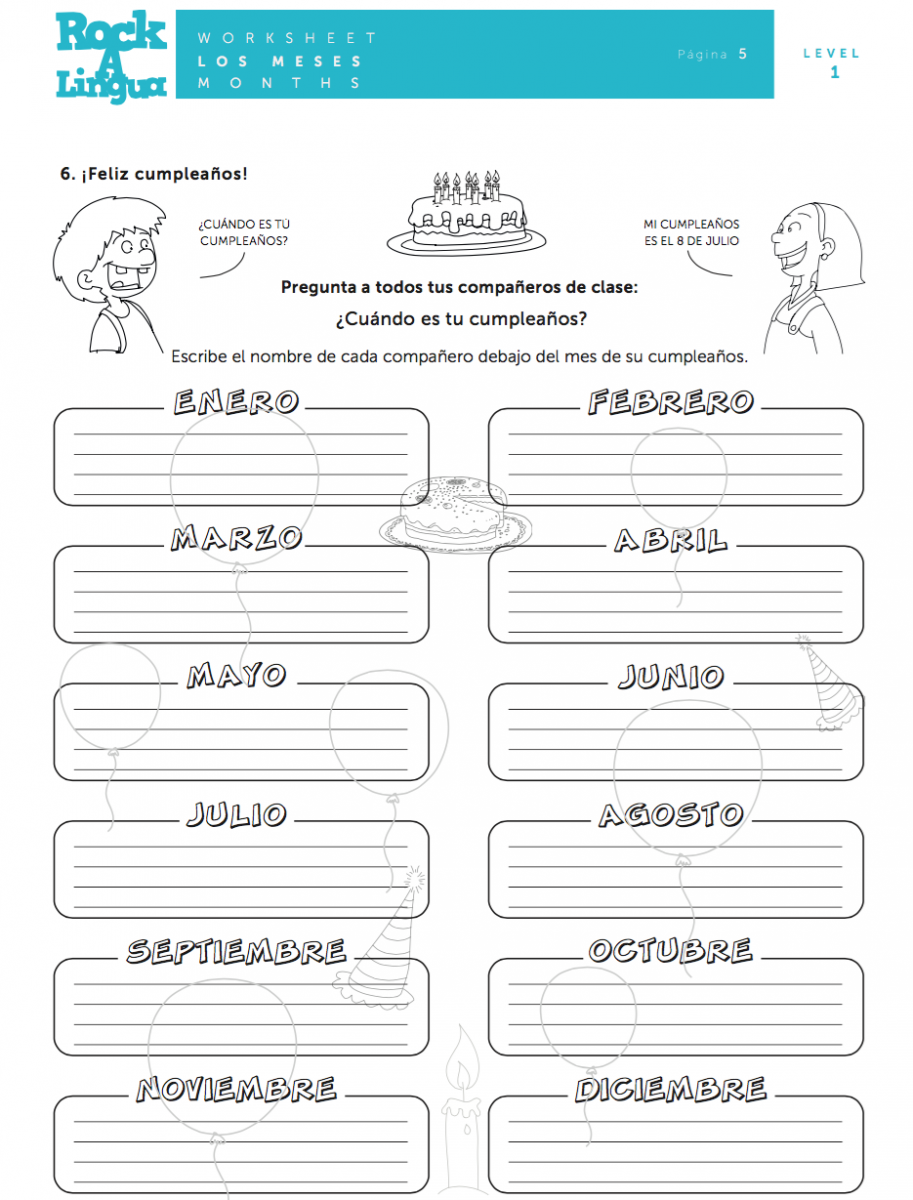 Free Printable Spanish Worksheets