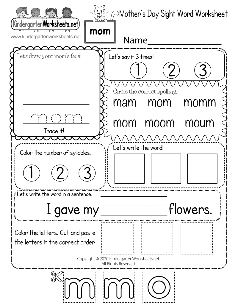 Mother s Day Sight Word Worksheet Free Printable Digital PDF