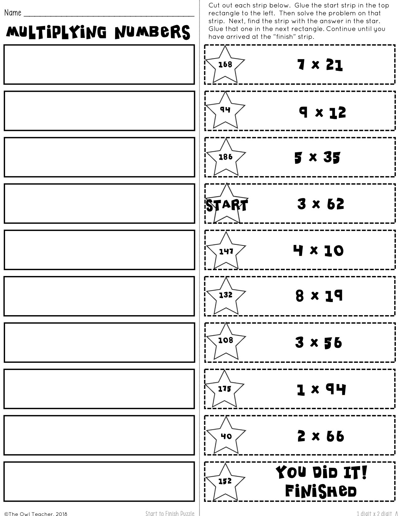 Multi digit Multiplication Division S2F Math Puzzles Printable Digital The Owl Teacher