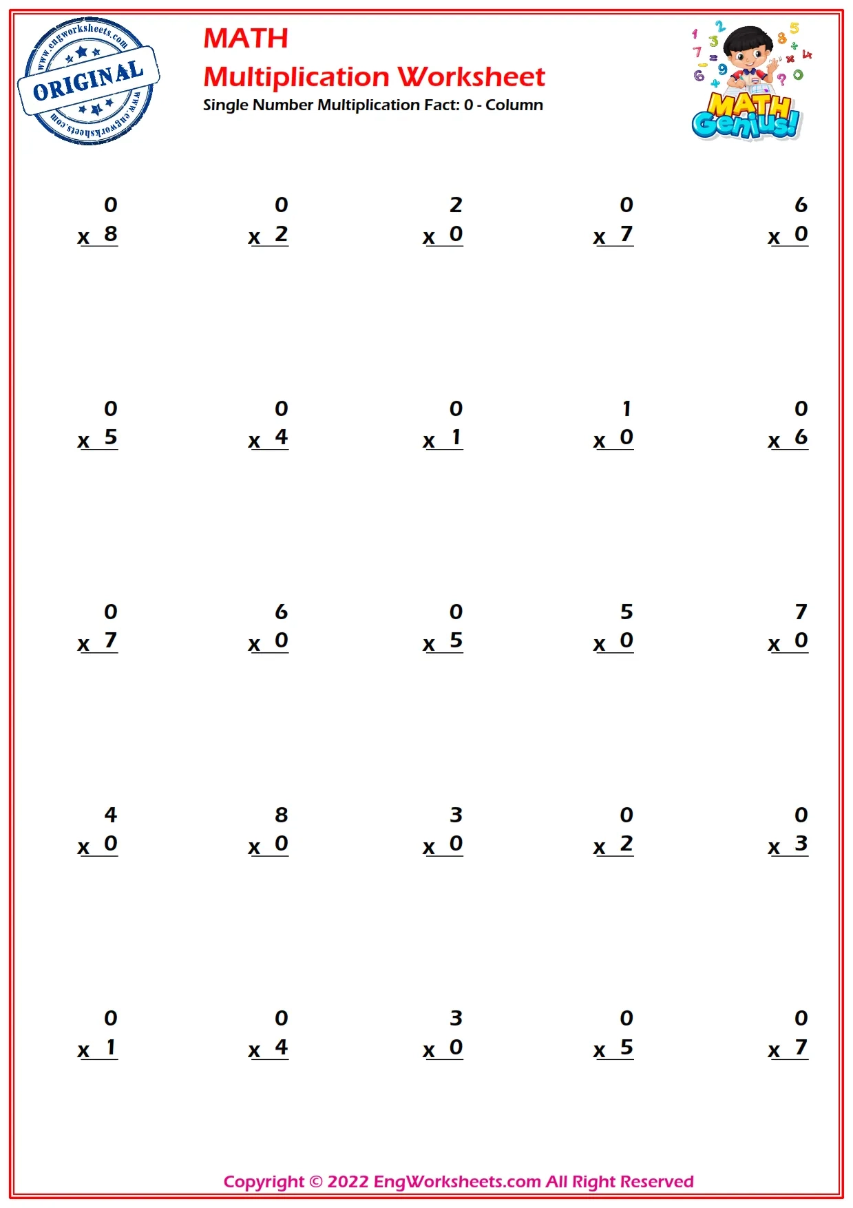Multiplication Facts Worksheets And Exercise Engworksheets