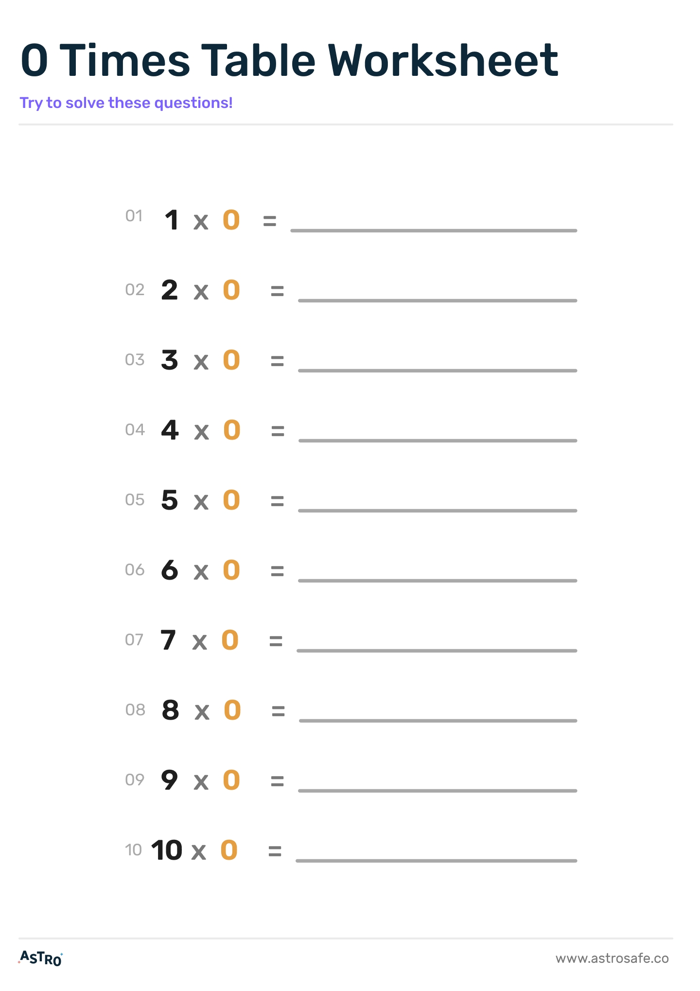 Free Printable Times Table Worksheets