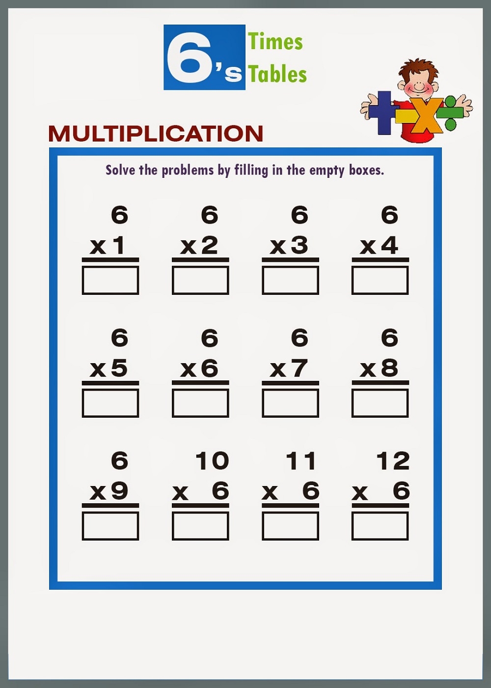 Multiplication Worksheets For 6 Times Tables Jennifernauroverpo1989 s Ownd