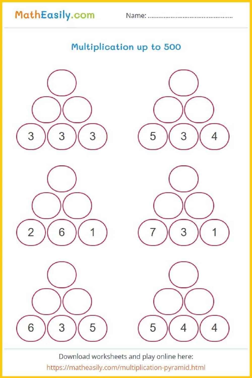 Free Printable Worksheets Multiplication