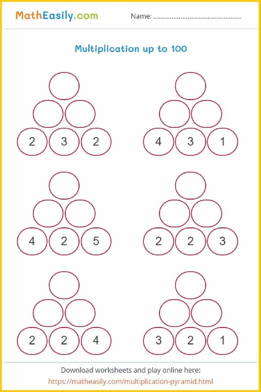 Free Multiplication Printable Worksheets