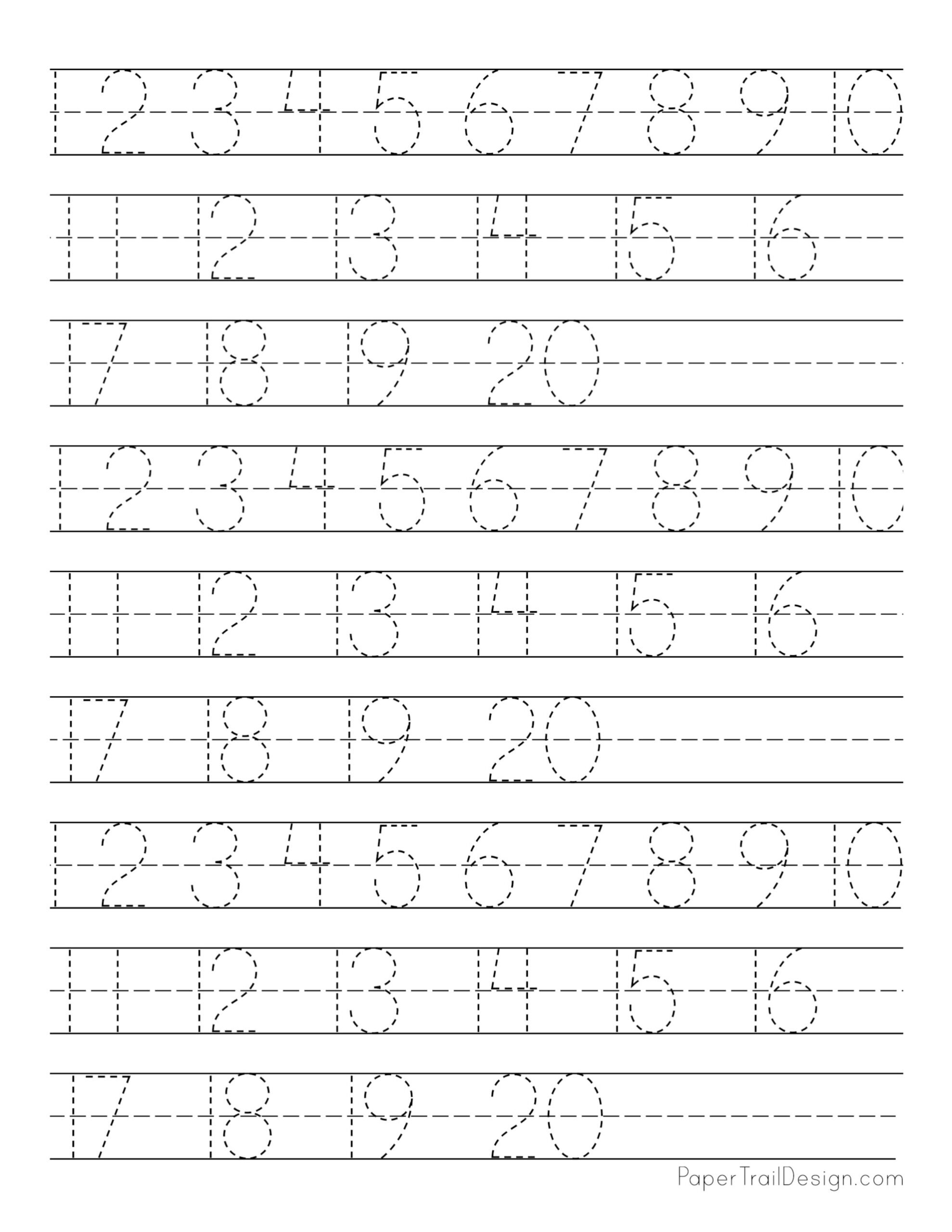 Number Tracing 1 20 Worksheets Linsdevasconcellos br Worksheets Library